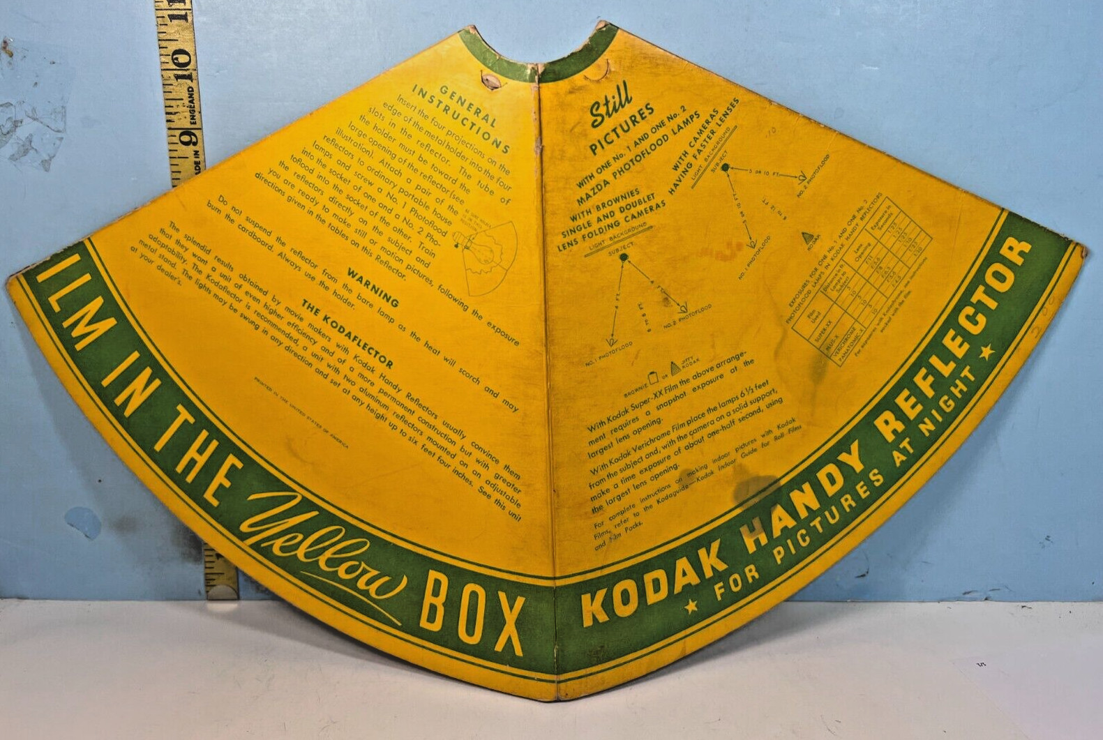 Vintage Kodak Handy Reflector For Better Pictures at Night Use Film in Yellow Bx