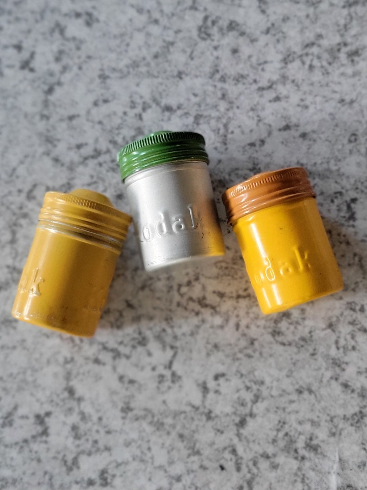 VTG Lot of 3 Kodak 35mm Film Roll Embossed Container Metal Tin Can Canister