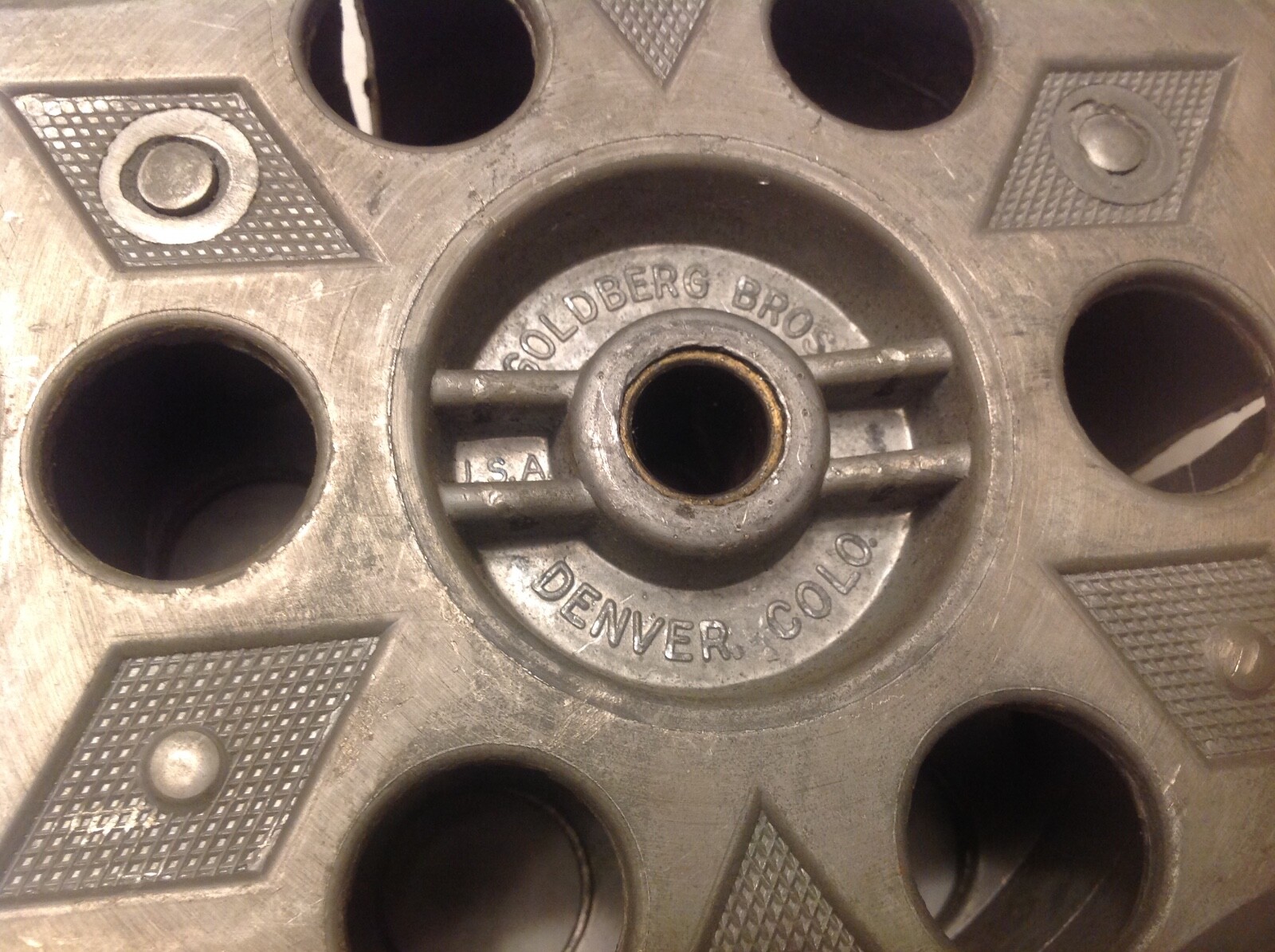 Vintage Goldberg Brothers 35mm Movie Projector Film Reel. 6 Hole. Cast Aluminum
