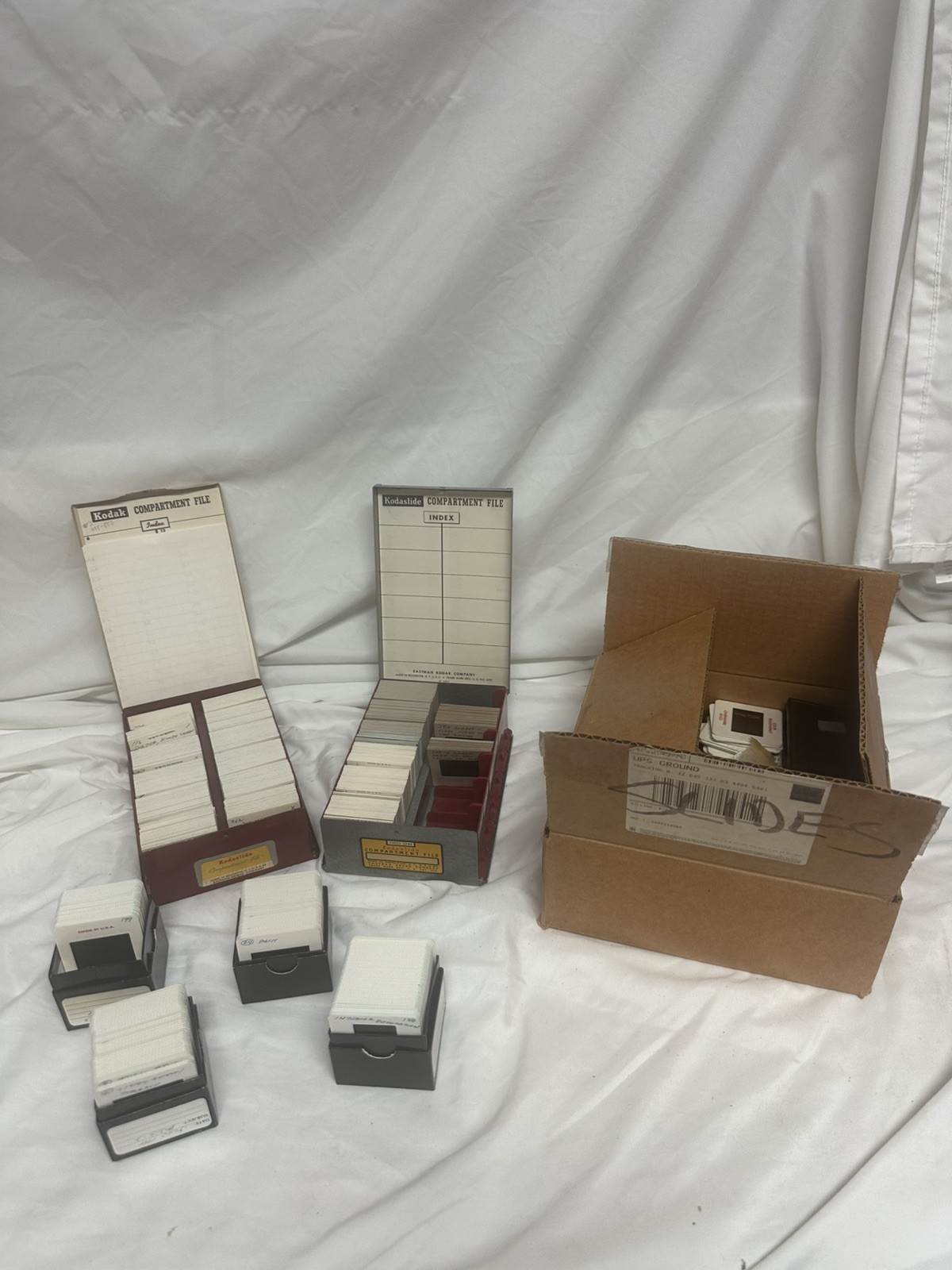 VTG EASTMAN KODAK Kodaslide CASE LOT Compartment File METAL 35mm w/ 200+ Slides