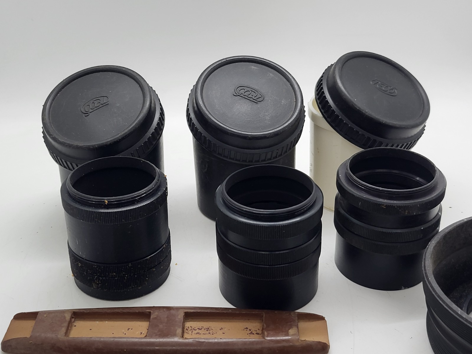 Vintage photography accessories: Extension rings shutter release cable lens hood