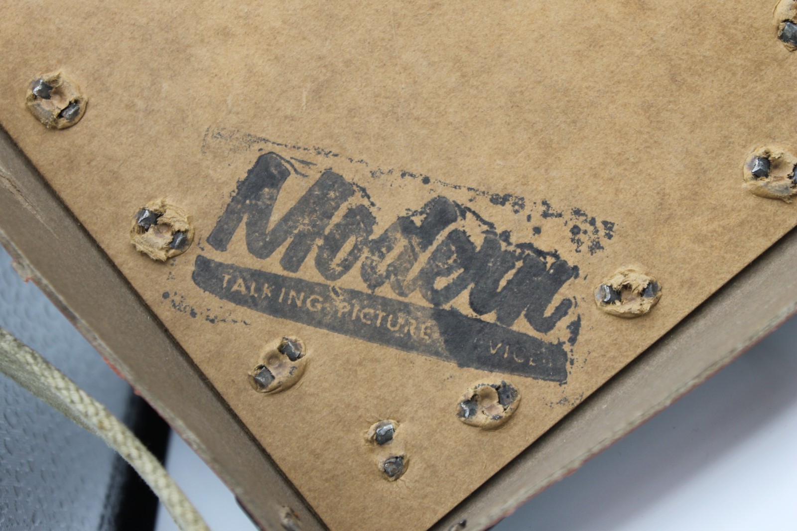 Vintage Film Shipping Box – United World Films – Fiberboard w/ Straps & Handle