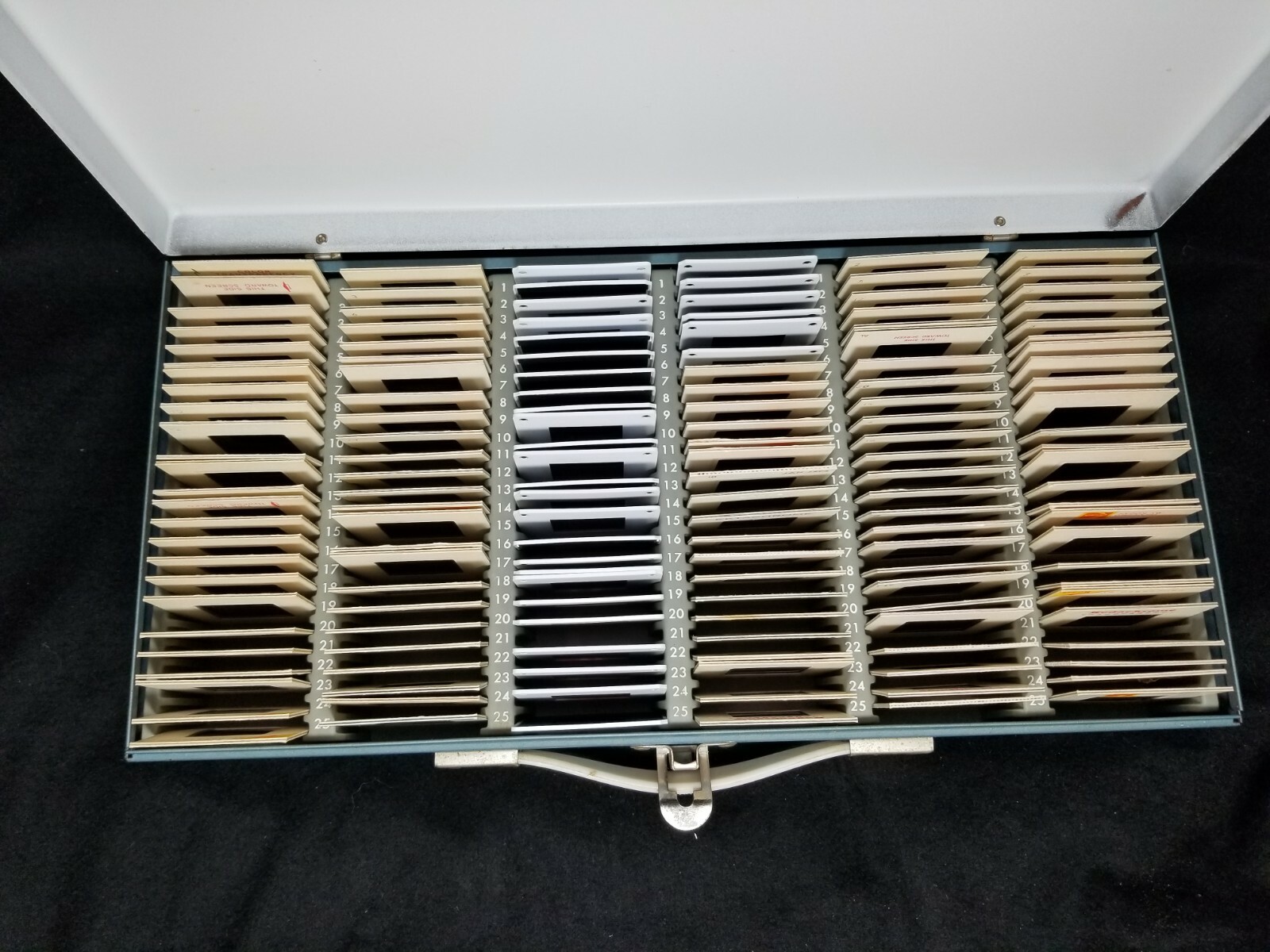 Vintage 150 35 mm 2×2 Slide Lot 1970’s Family in Smith Victor Storage Case