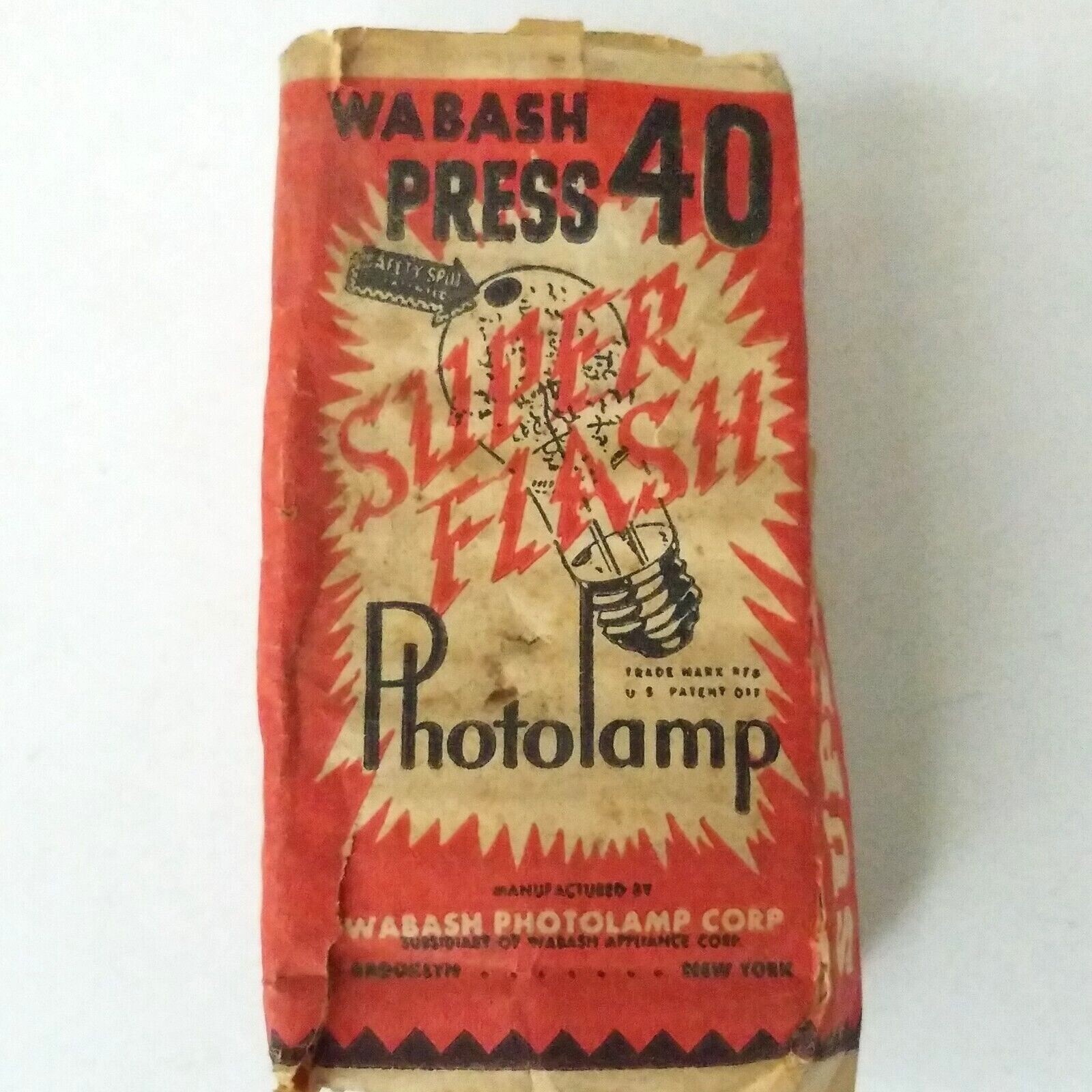 Wabash Super Flash Press 40 Photolamps Photo Lamp Vintage Photography USA