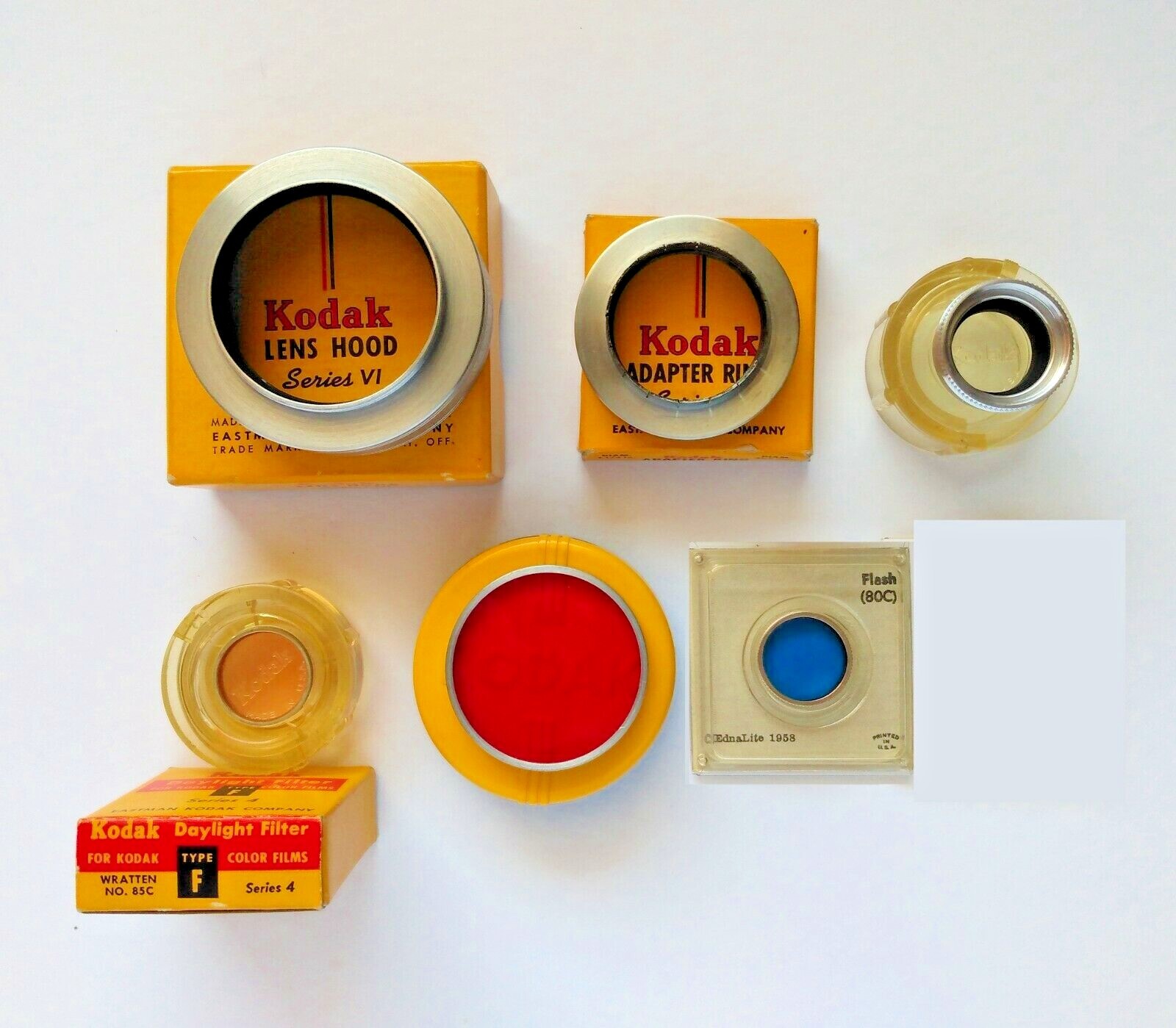 Vintage Kodak Series 6, VI Camera Lens Filters, Adapter Rings, etc. + Edna lite