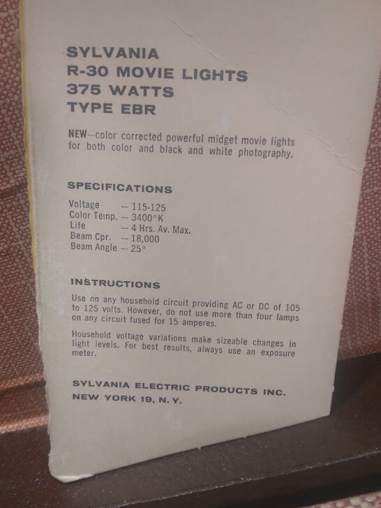 Vintage Sylvania R-30 EBR Movie Lights; 375 watts; With carrying case(17x15x6in)