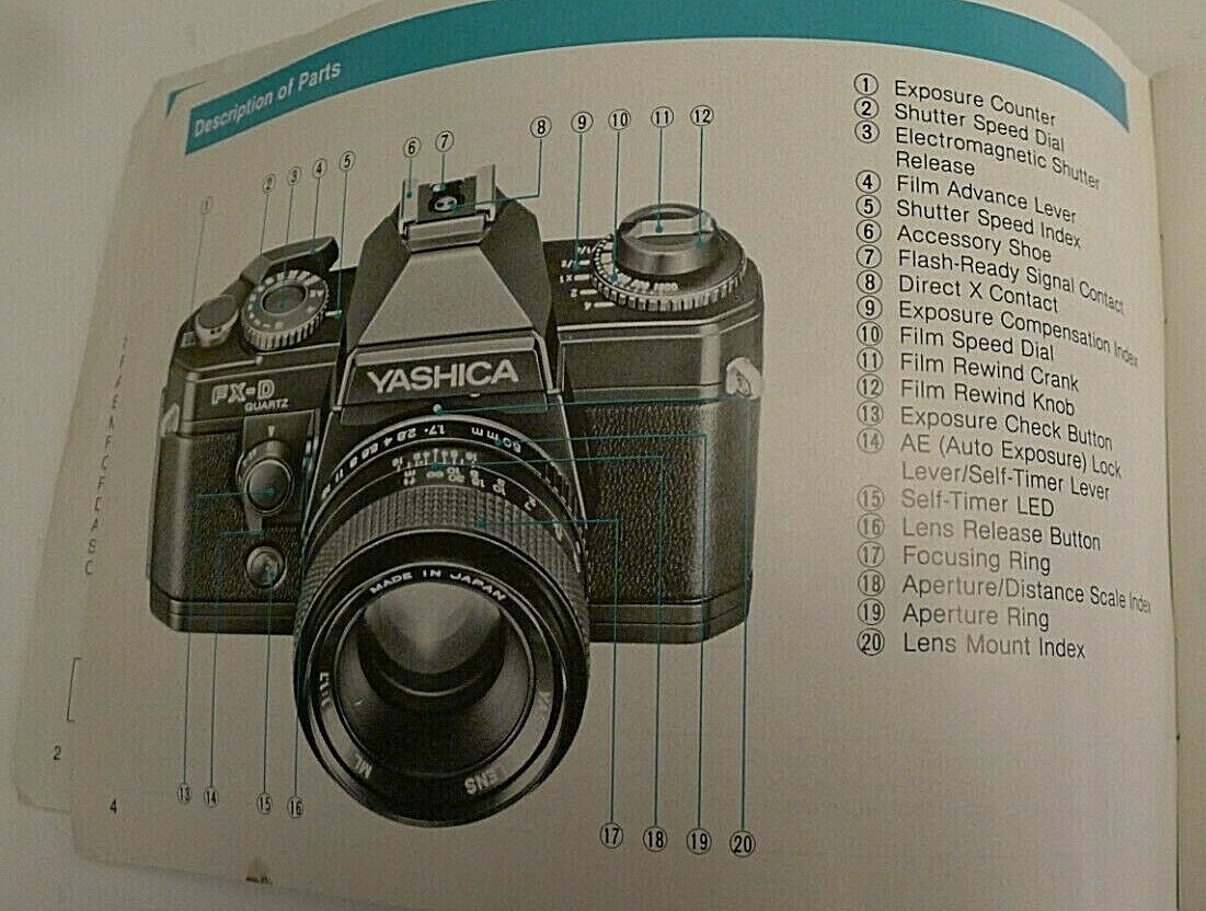 Yashica FX-D Quartz 35mm Camera Instruction Product User Manual – Original