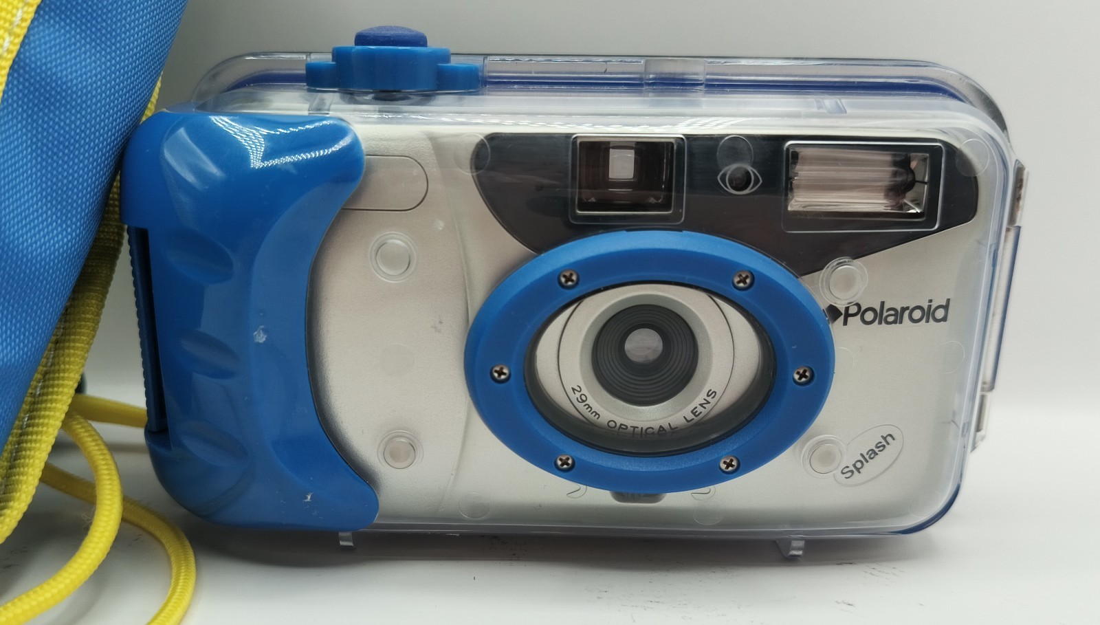 Vintage Polaroid Splash Clear Blue Underwater Film Camera w Case Untested