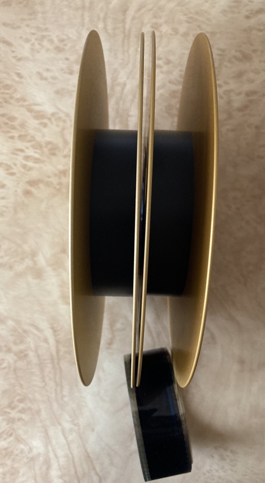 (2) – 1” Empty Gold Metal Video Take-up 9” Reels Great Decor For Media Room