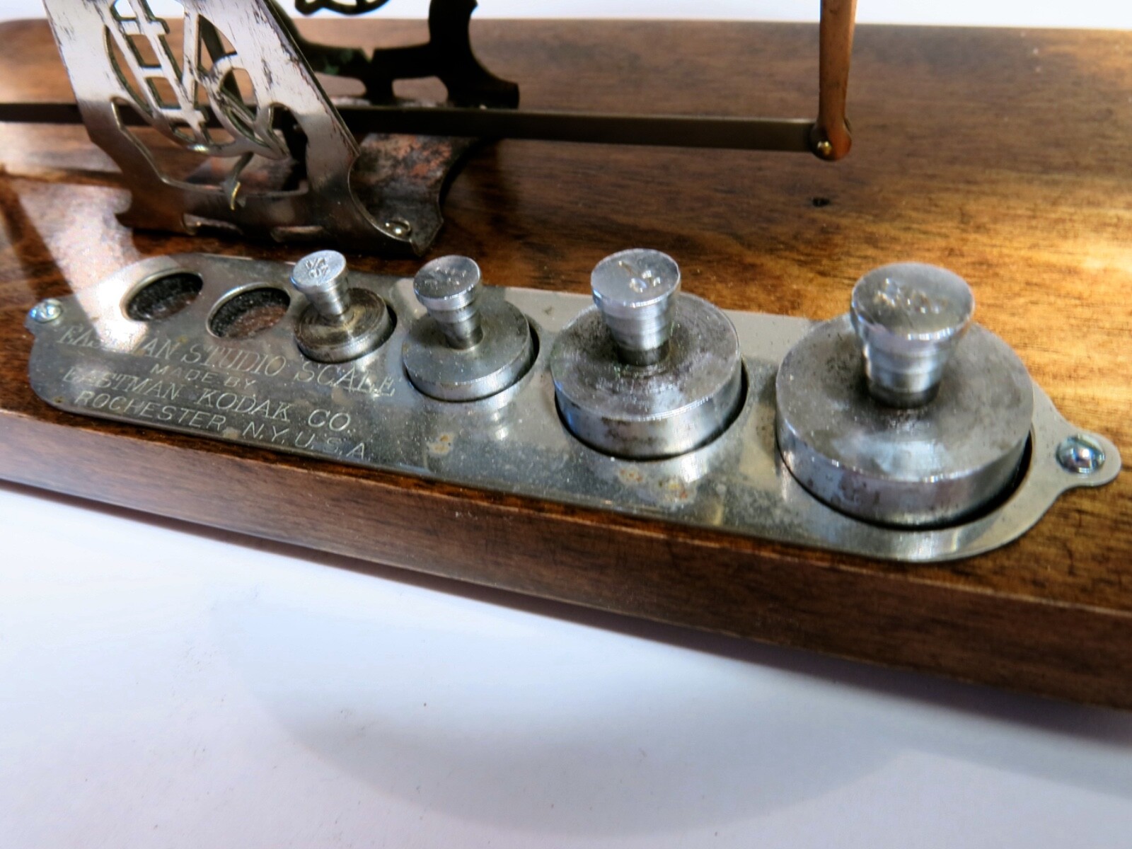 Antique Kodak Studio Scale with Weights and Pans — Refinished Base