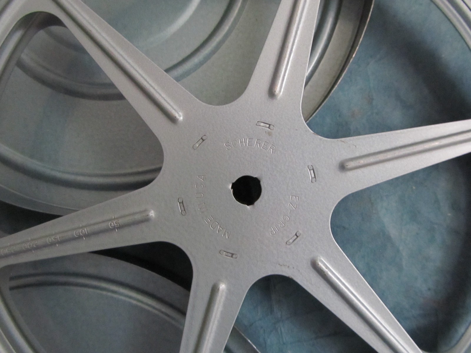 Vintage blue 8mm film canister/ box with reel