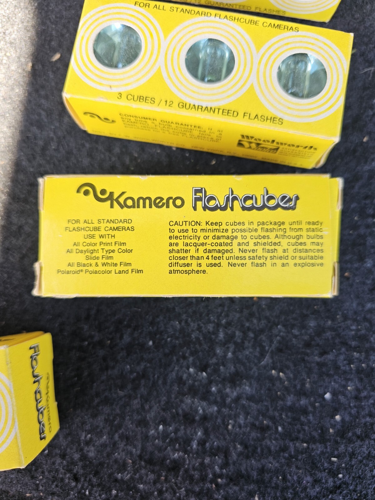 VTG Lot Of 4 Kamero Flashcubes Camera Flash Woolworth Boxes 12 Cubes