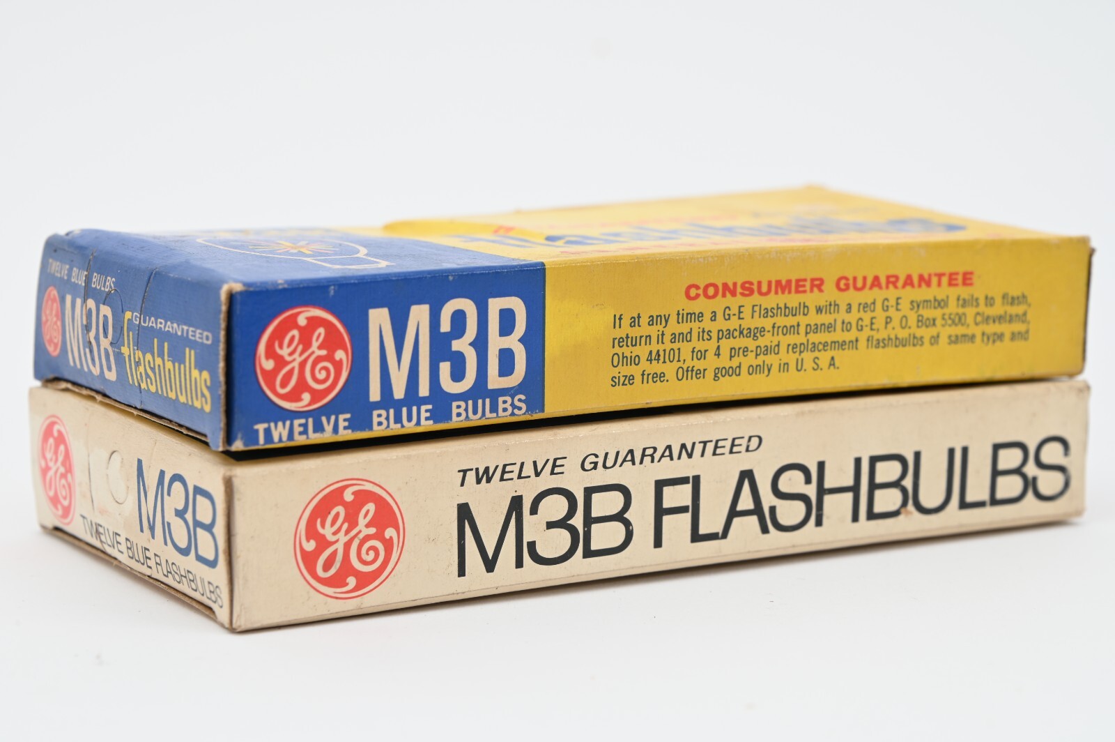 Two 12-pack Vintage GE Blue Dot Flashbulbs M3B with Original Packaging