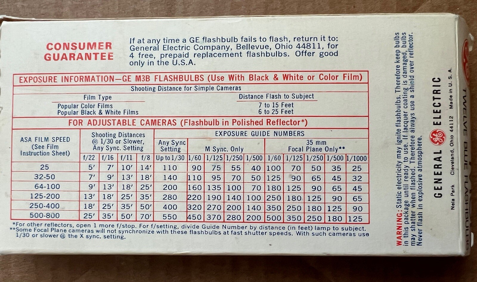 VTG GE M3B Flashbulbs 11 Bulbs Blue Original Box General Electric CG612-AK14
