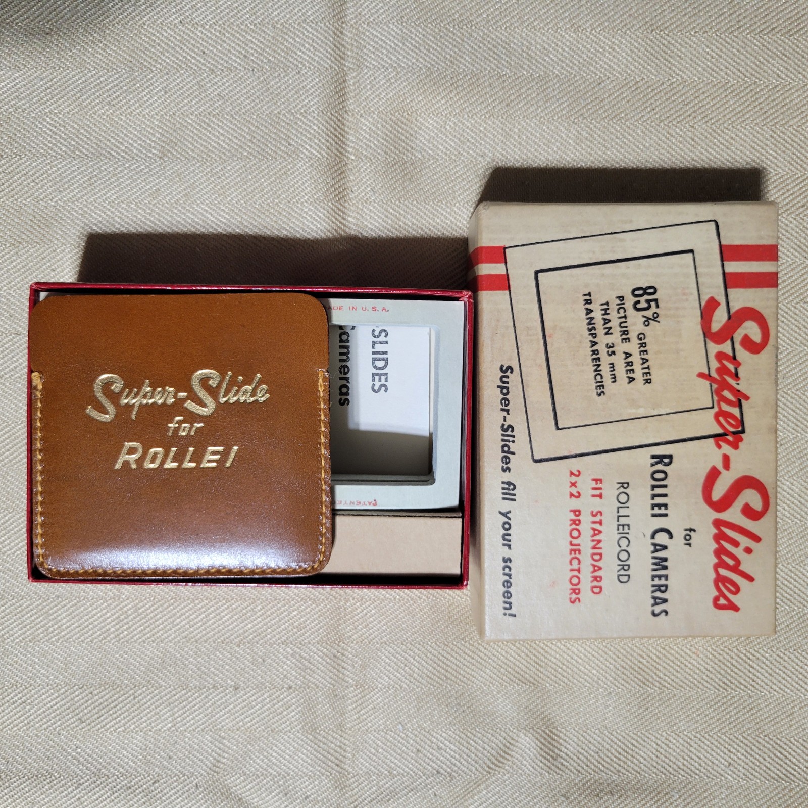 vtg 27 Super-Slides for Rollei Cameras Rolleiflex 2×2 85% greater picture area