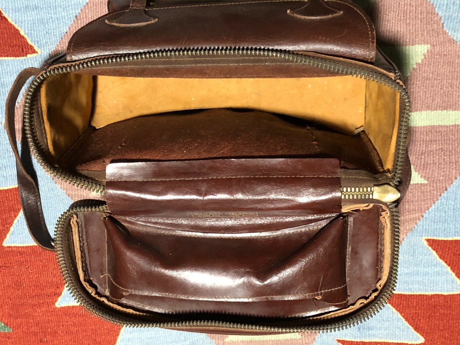 Vintage 60s Leather Camera Case Hard Shell Diamond Made in USA