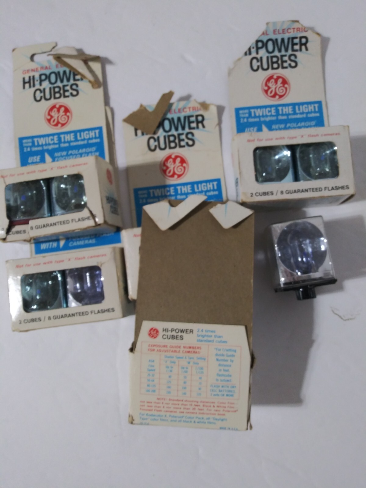 Vintage General Electric Hi Power Flash Cubes 5 Packs 2 Cubes plus 1 