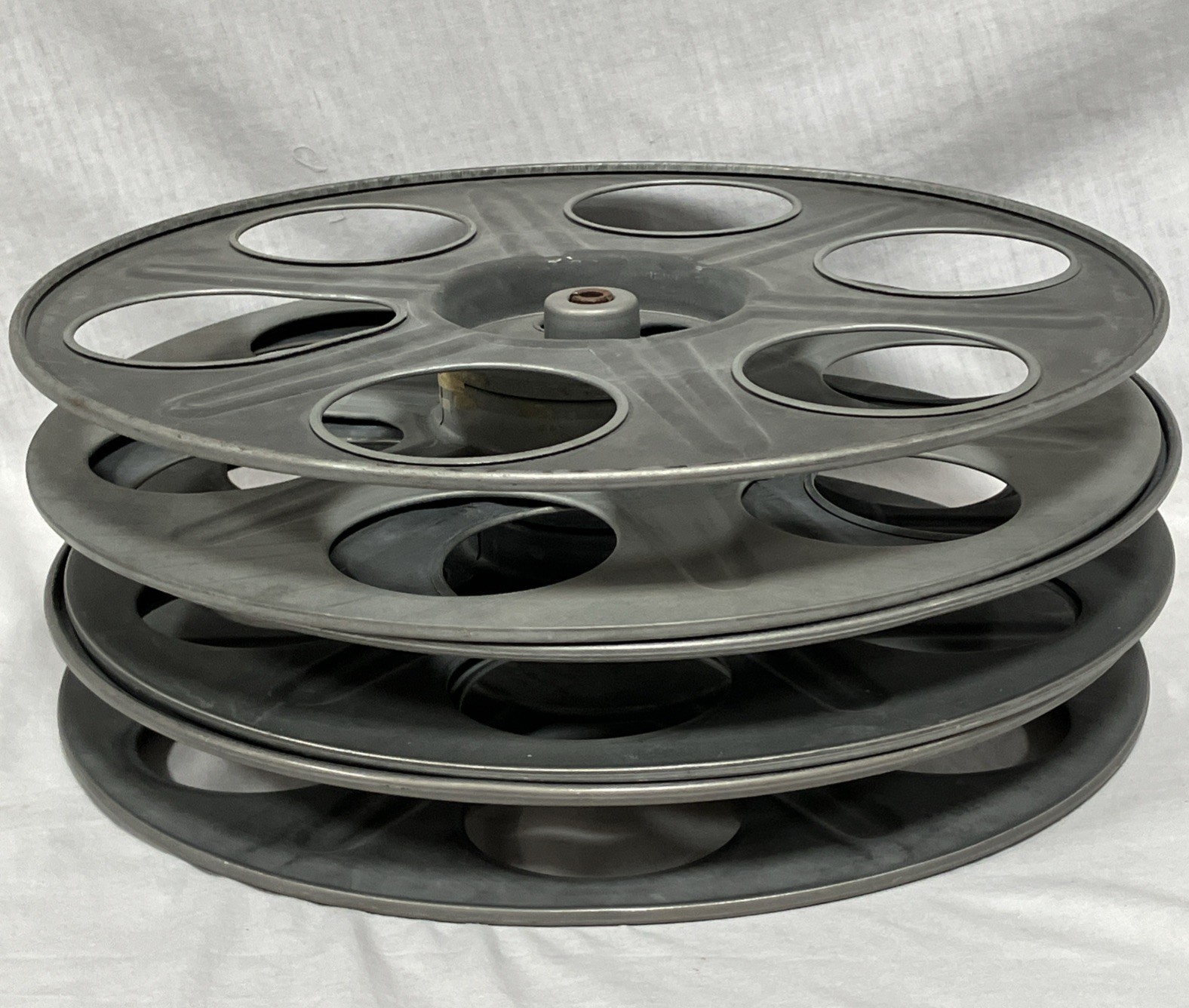 3 Vintage GOLDBERG BROS. 35mm 14.5” Metal Film Reels Pat. Dt. 1936, 1937