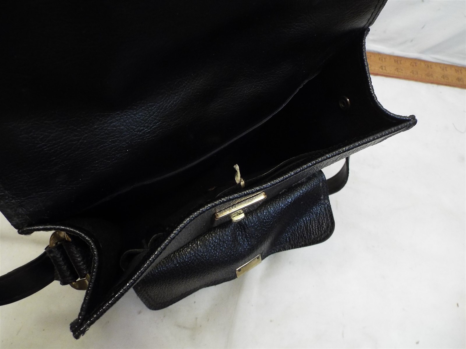 Vintage Hansa Black Vinyl Faux Leather Camera Case Side Hand Bag Locking w/Key