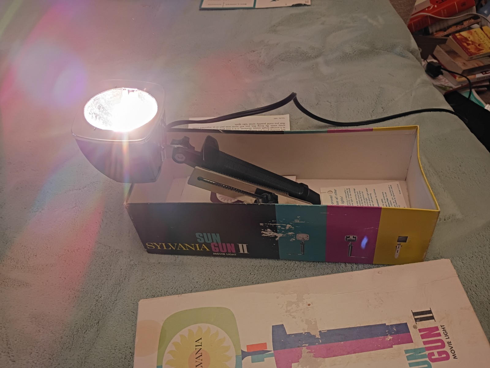Vintage Sylvania Sun Gun II SG-55 Movie Light Tested Works Box Manual USA