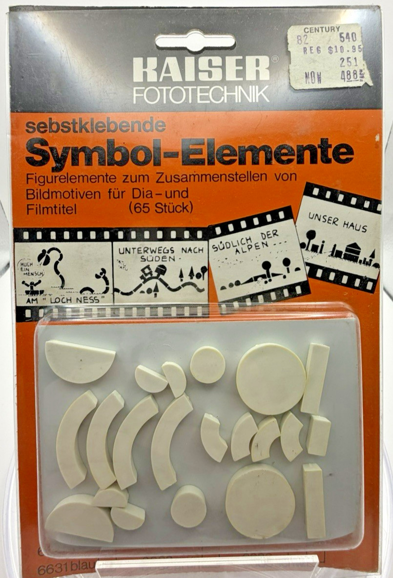 Vintage Kaiser Fototechnik Titling Symbols for Slides & Film Blue NOS Germany