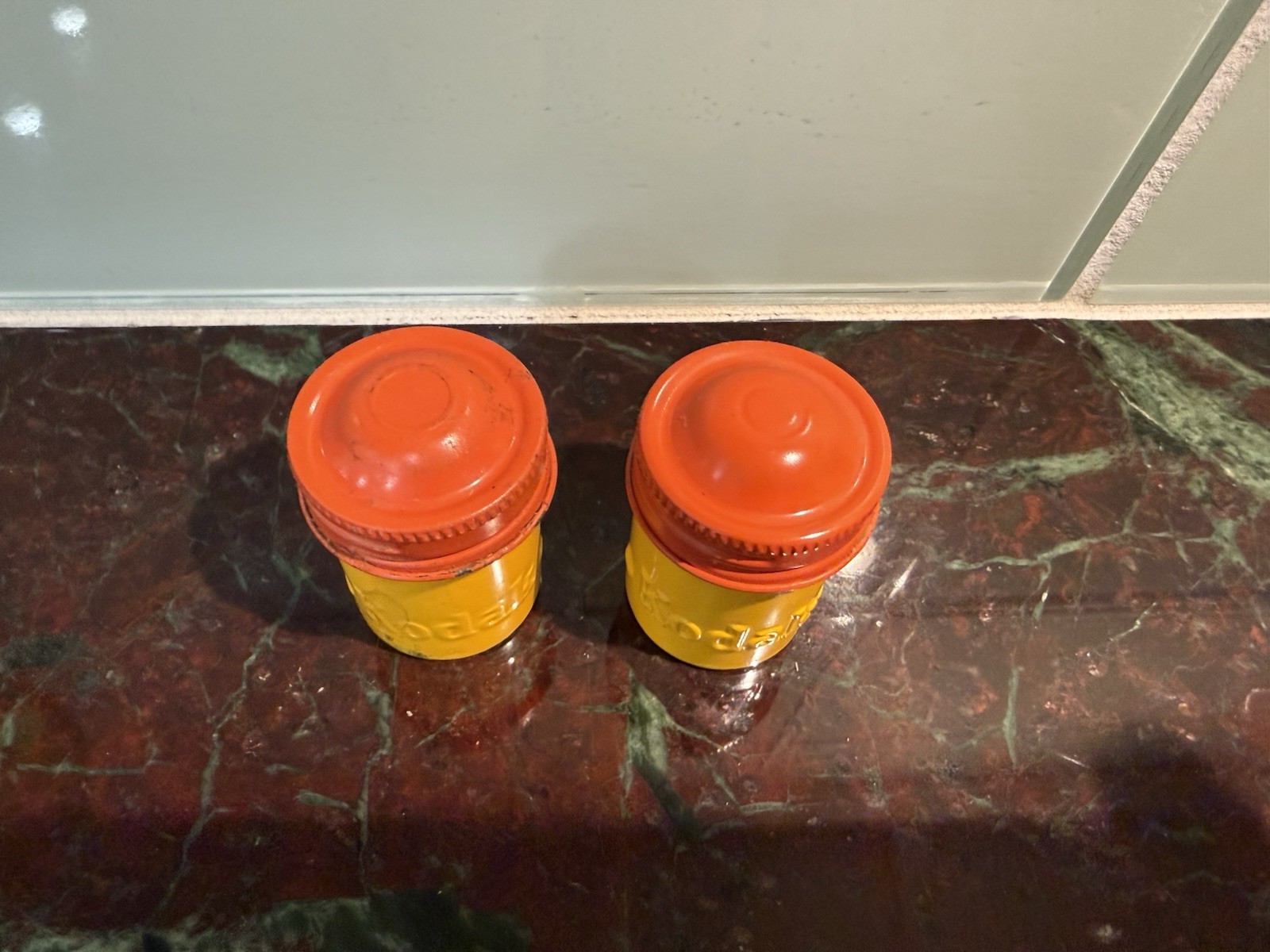 Vintage Kodak Film Metal Tin Canister Lot of 2 * Yellow & Orange