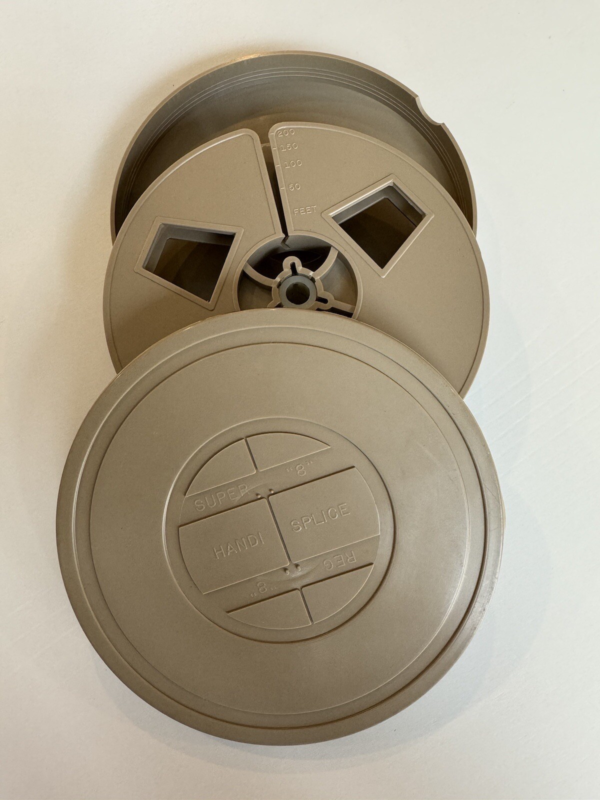 Vintage Dual 8mm Super 8mm Film Reel 200 Ft w/ Adapter Hub & Case 5 Inch Spool