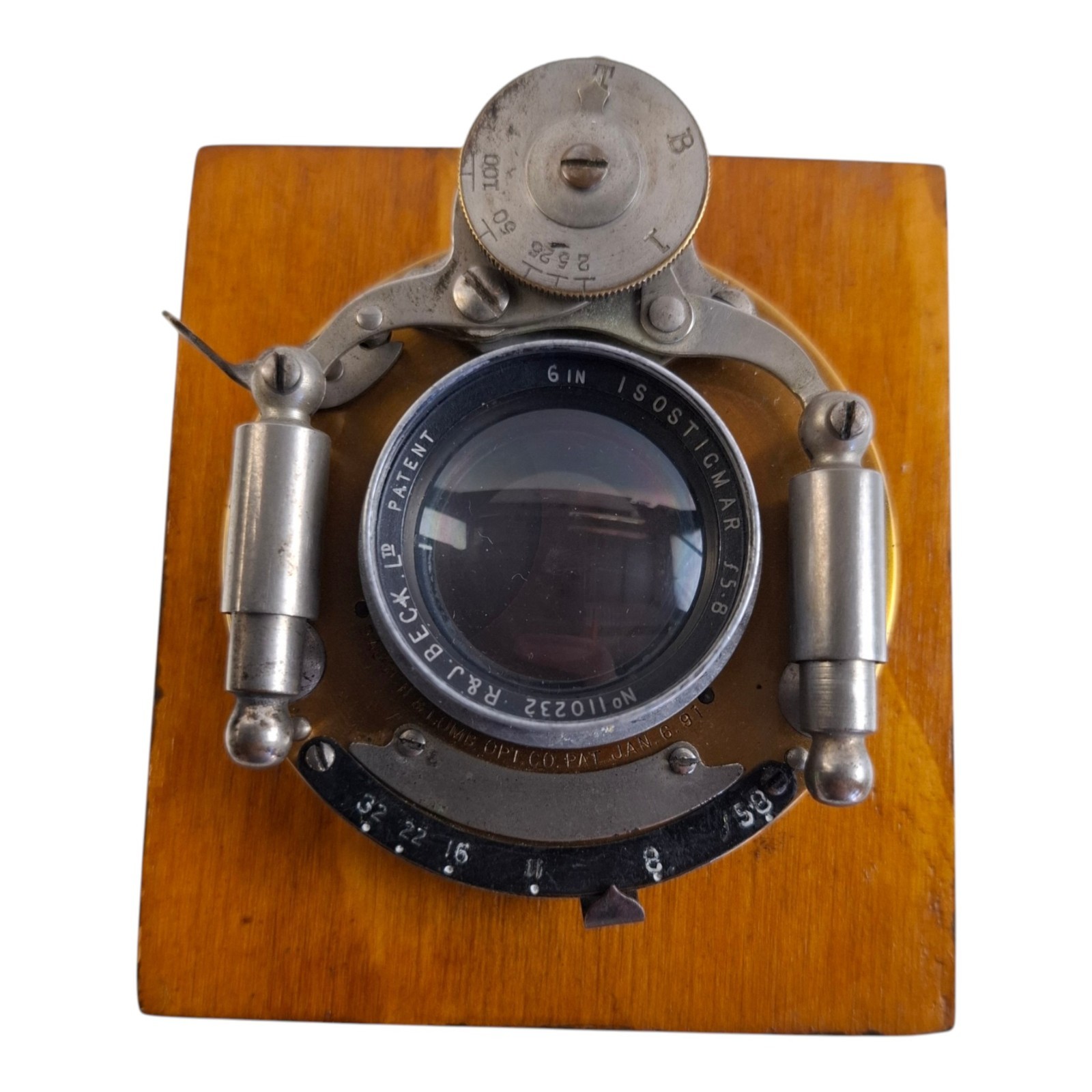 Bausch & Lomb Unicum shutter with an R. & J. Beck 6-inch Isostigmar f/5.8 lens