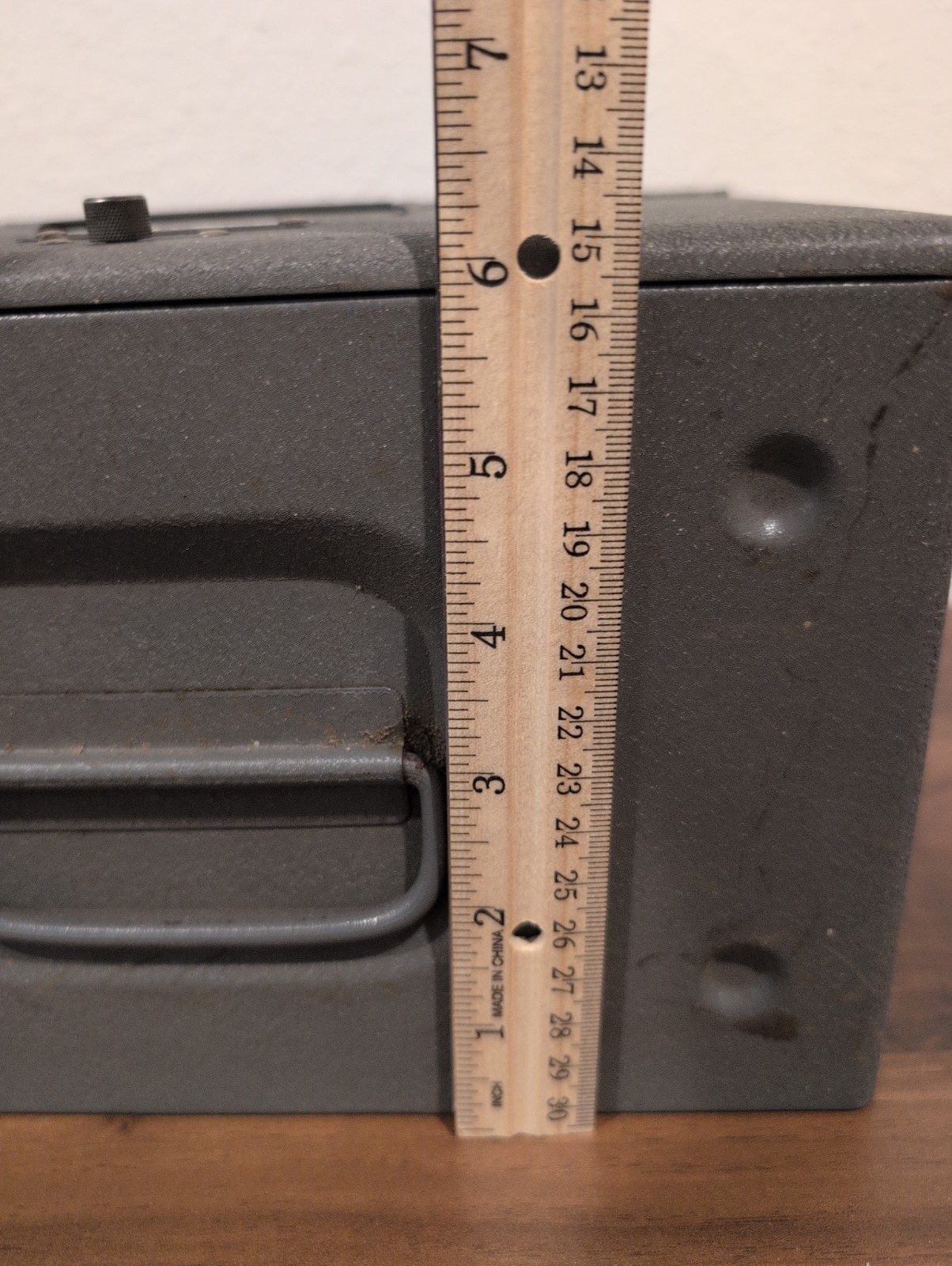 Vintage Bramburger Grey Steel 8mm Movie Reel Box Carrier W Handle 10″