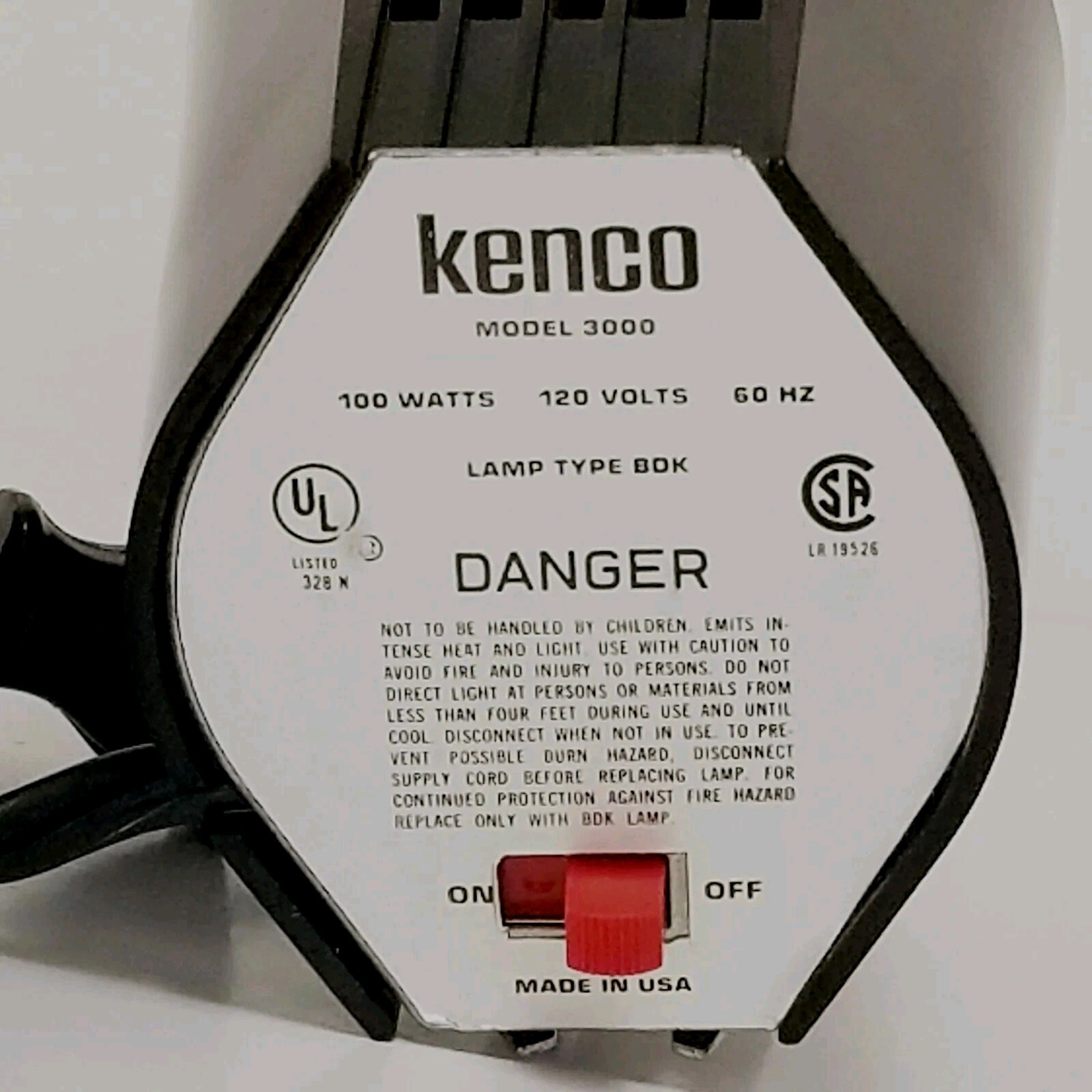 Vintage Kenco Super 8 Quartz Movie Light Model 3000 TESTED 8mm 100w Bulb