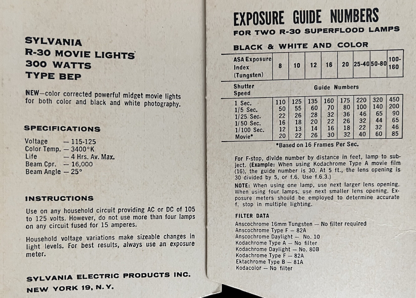 Vintage 2 Pack Sylvania Movie Lights 300 Watts R-30 Type BEP Movie & Photography