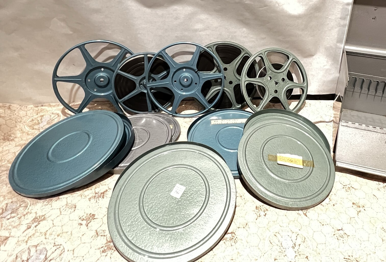 vtg Compco Tower 8mm Film 6 Reel Metal 6 and 6 Cans in Metal Movie Box