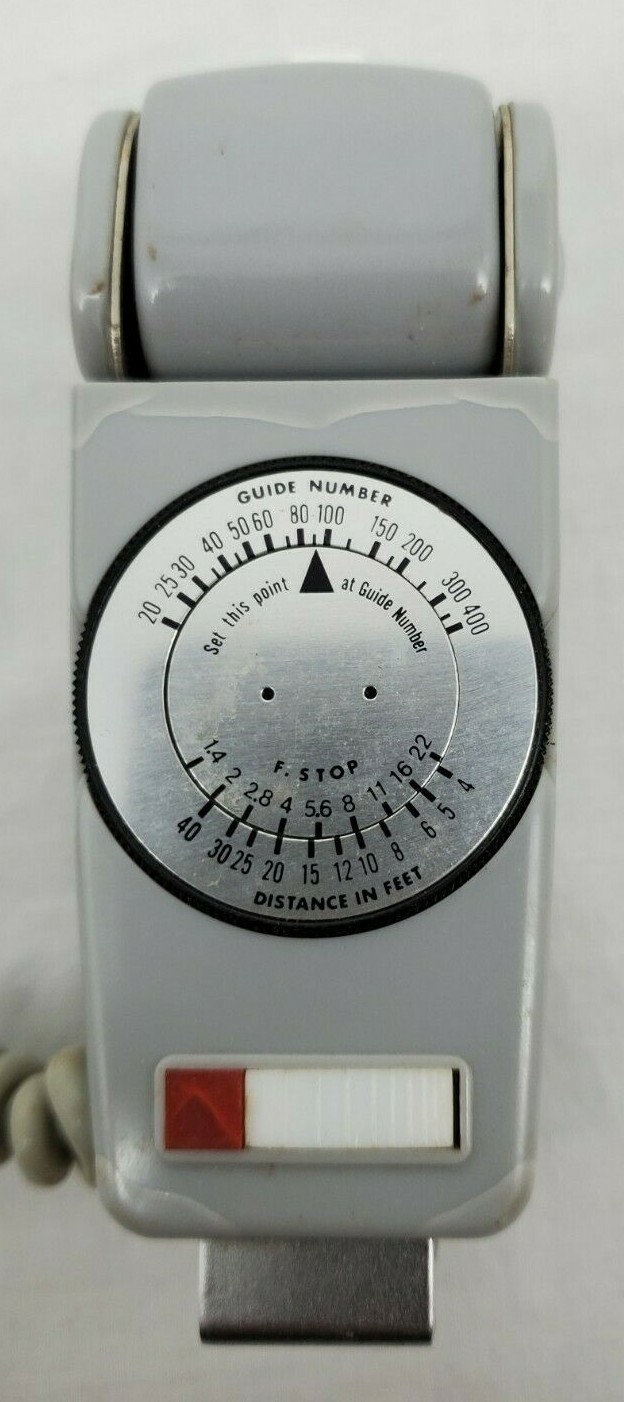 VINTAGE Gold Crest #BC-6 Tilt Flash with Original Black Vinyl Case Made in JAPAN