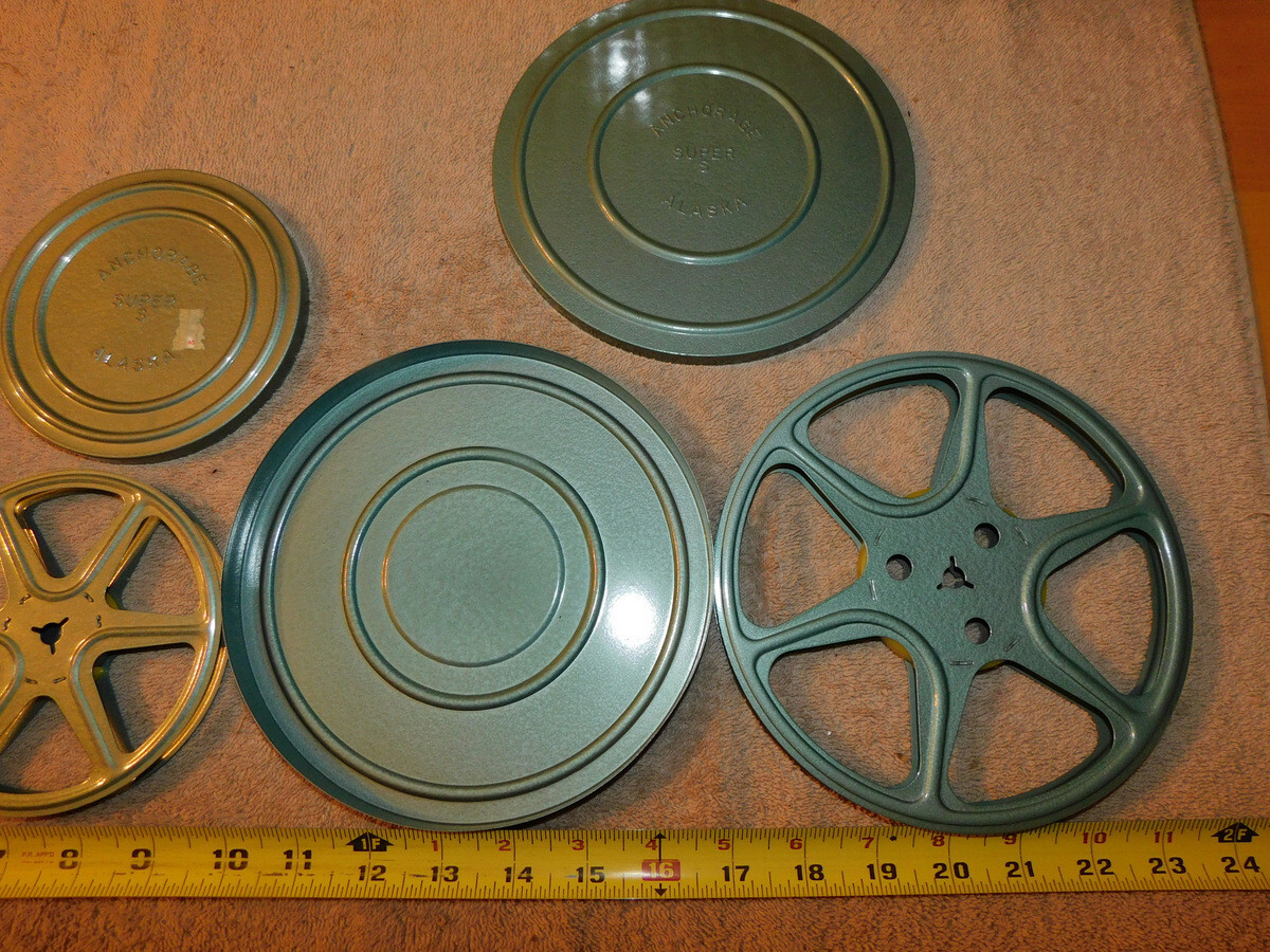8mm Metal Film Reel Tin Can Canisters & Reels Anchorage Alaska “Super S” RARE