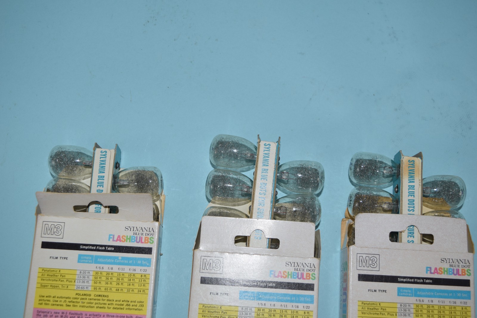 Sylvania Blue Dot Flashbulbs M3 Clear 12pk Lot of 3 (NEW-open box)