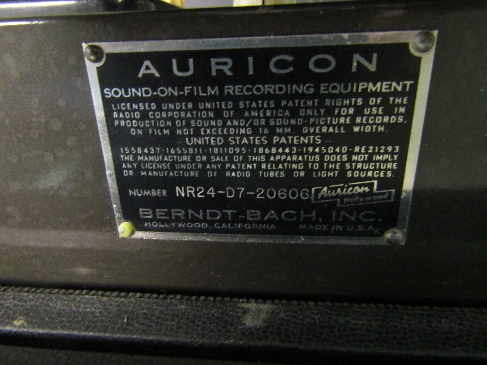 AURICON SOUND ON FILM RECORDING AMPLFIER MODEL NR24-D7-20606