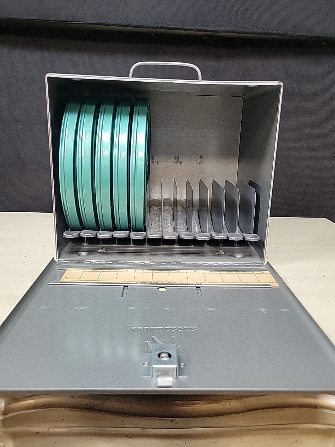Brumberger Vintage Metal Film Can Storage Case Box with Reels And Containers