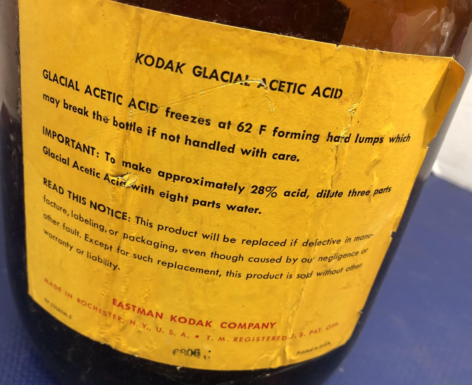 Kodak One Gallon Brown Amber Glass Bottle Jug vintage camera glacial acetic acid