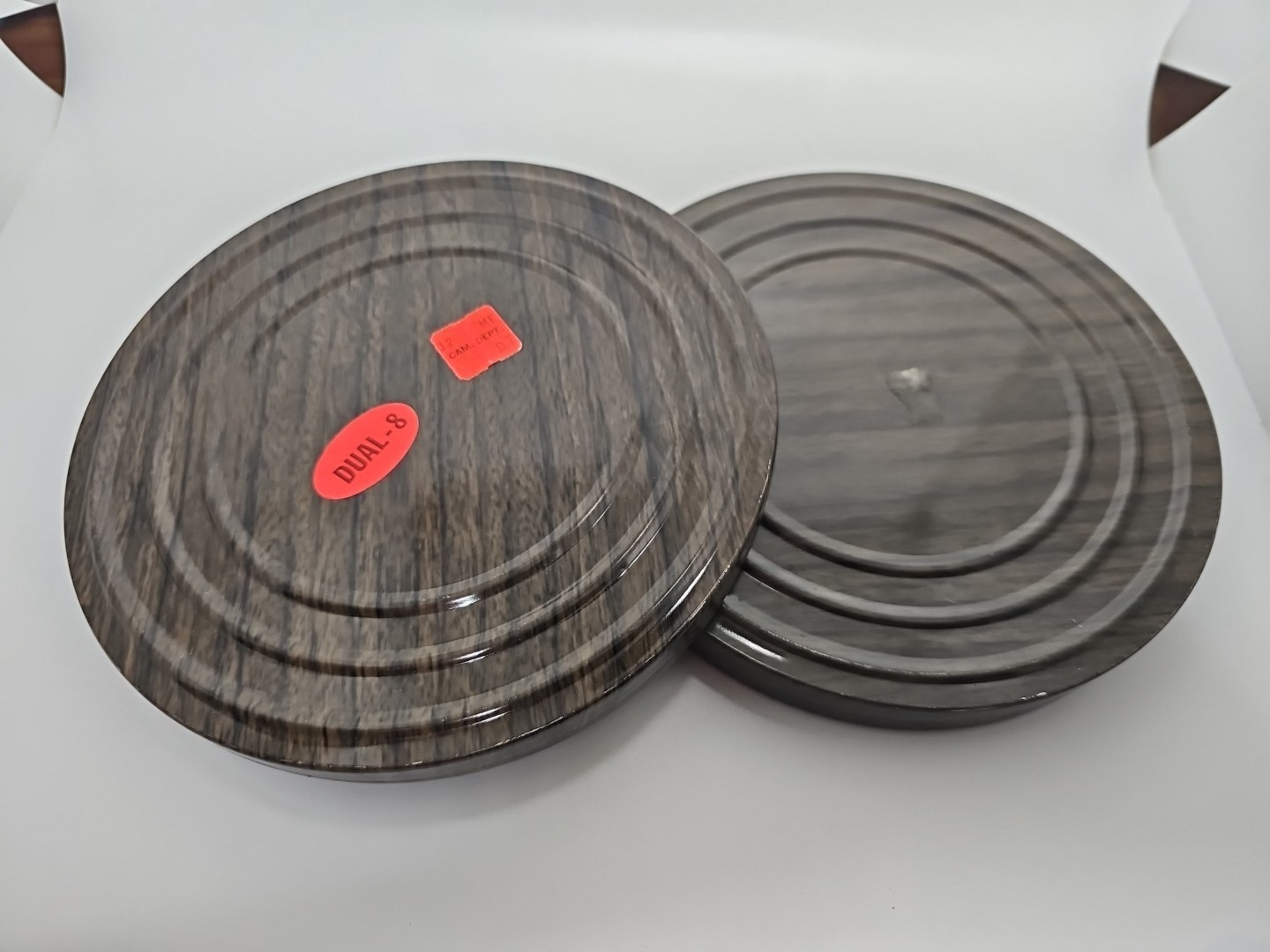 Vintage Pair Of Super 8mm 7” 400′ Matching Metal Green Movie Film Reels In Cans