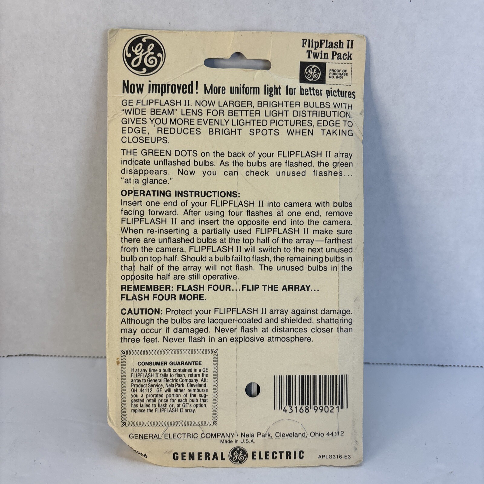 GE Flip Flash II Twin Pack Original Packaging 16 Flashes New Old Stock