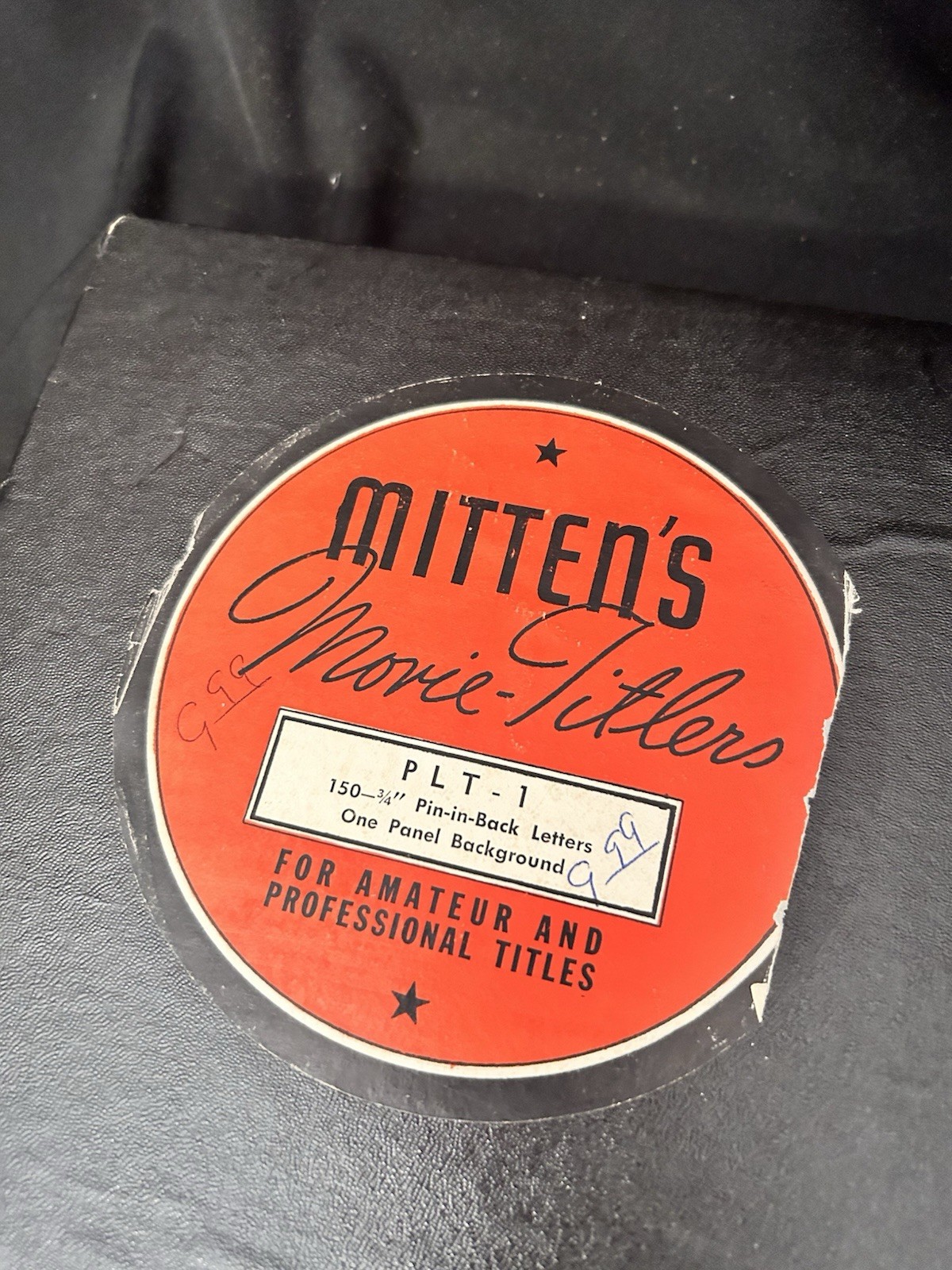 VTG MITTEN’S Professional Movie Titler Pin In Back Letters Original Box Tilting