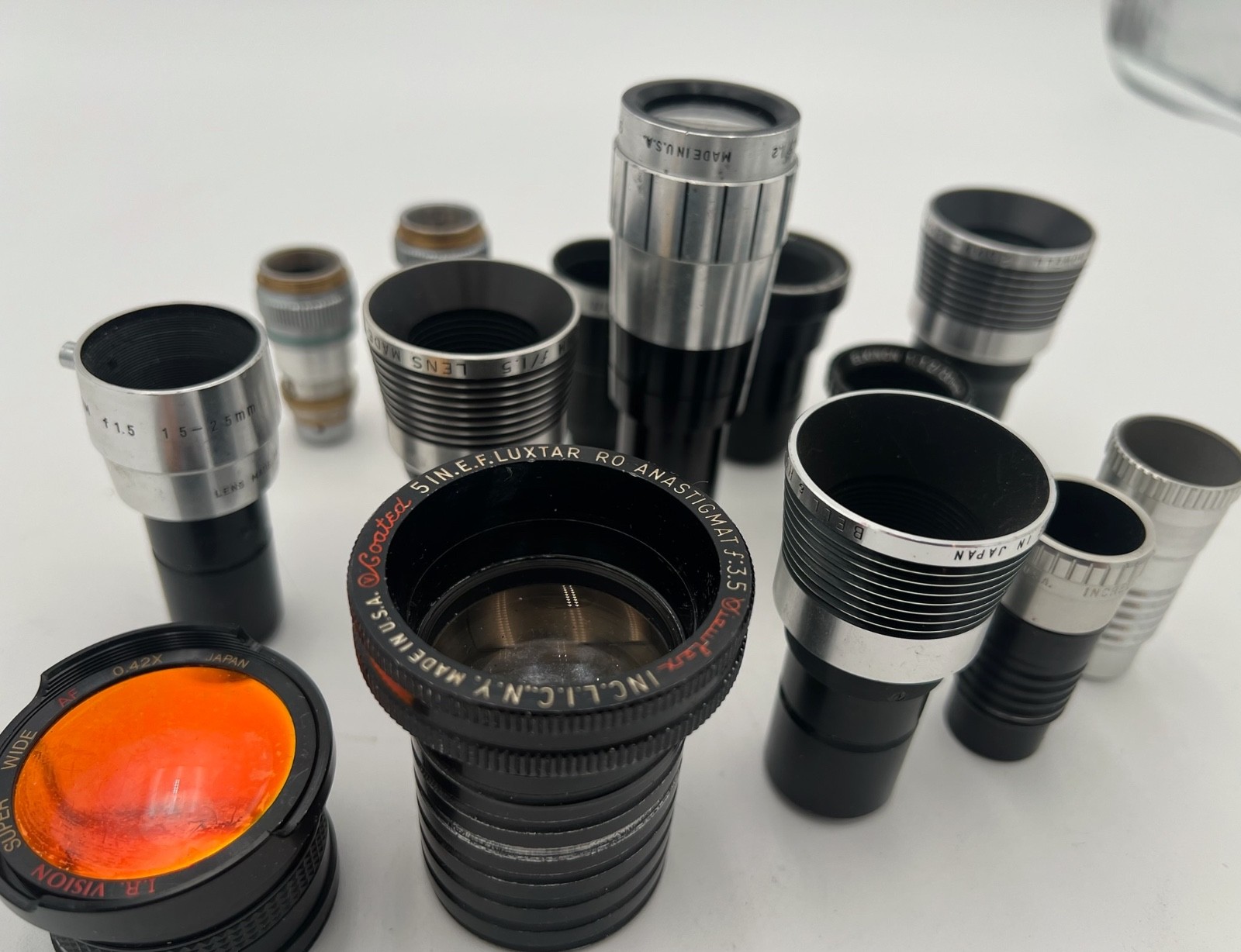 – LOT OF ASSORTED LENSES-PROJECTOR/CAMERA LENSES FOR PARTS/AS-IS