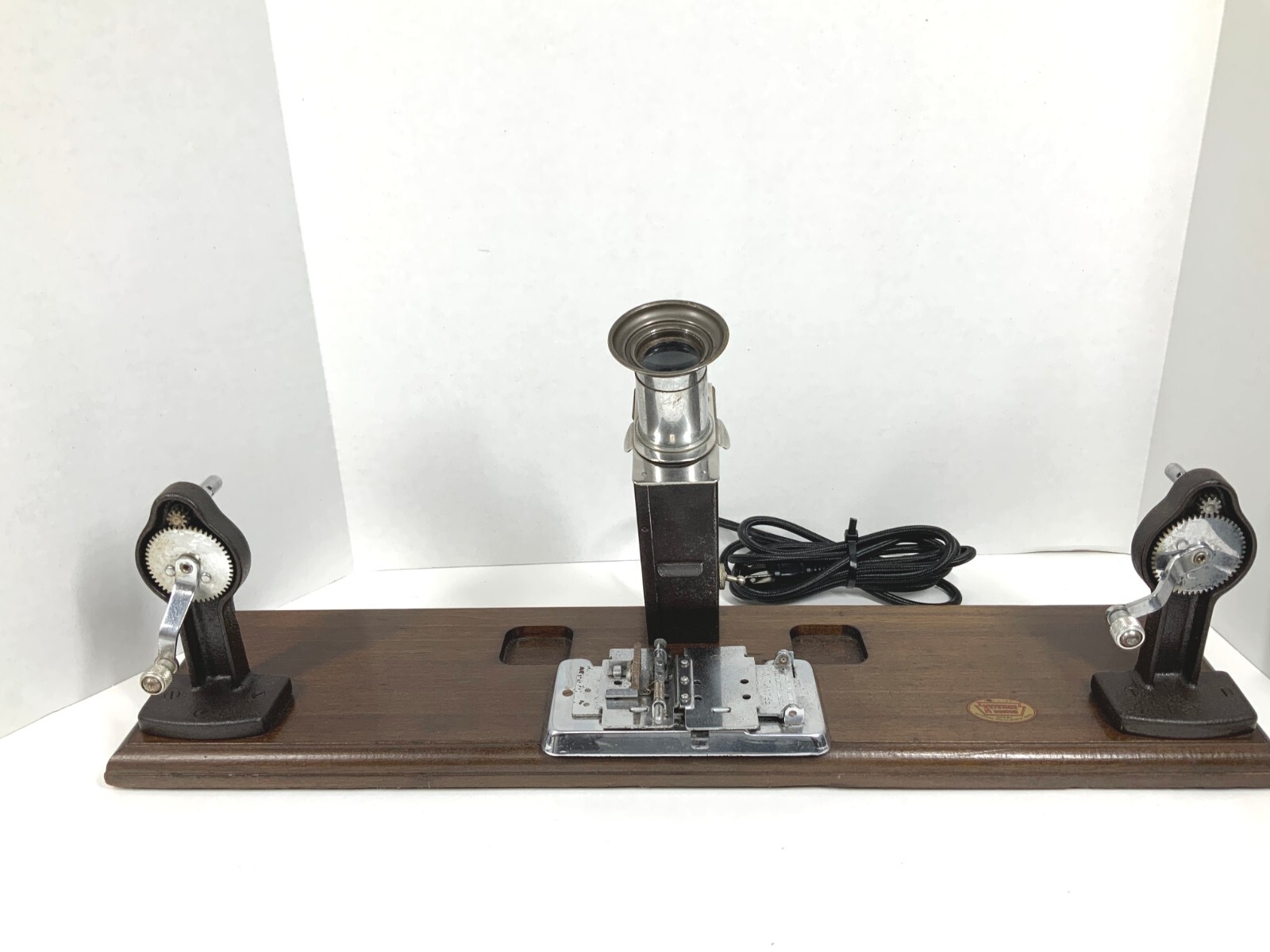Antique Film Splicer Editor Keystone Boston Wooden Base Eyepiece And Light Works