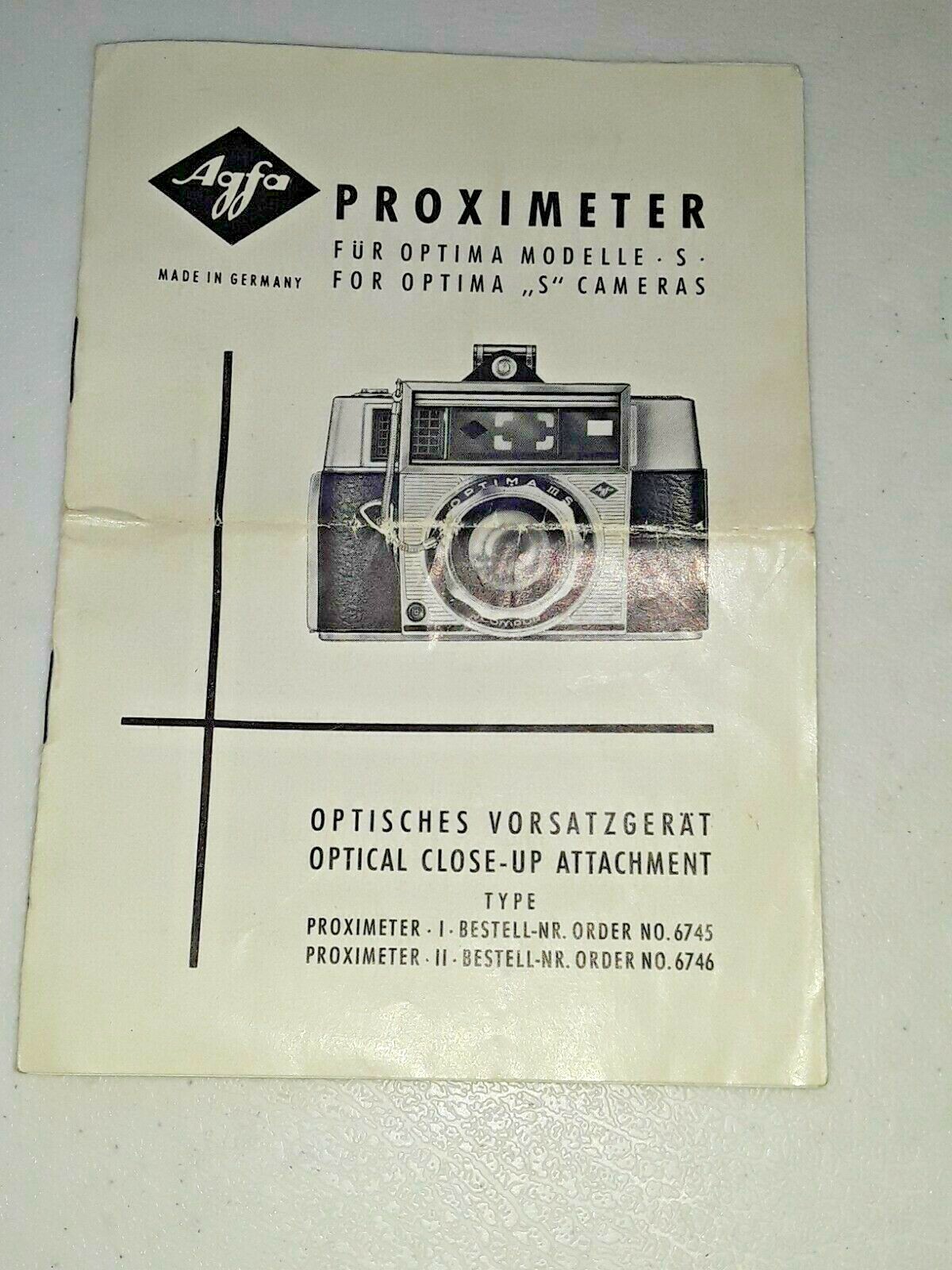 AGFA OPTIMA S PROXIMETER II 2 Vintage Camera Close Up Filter Lens Attachment Box