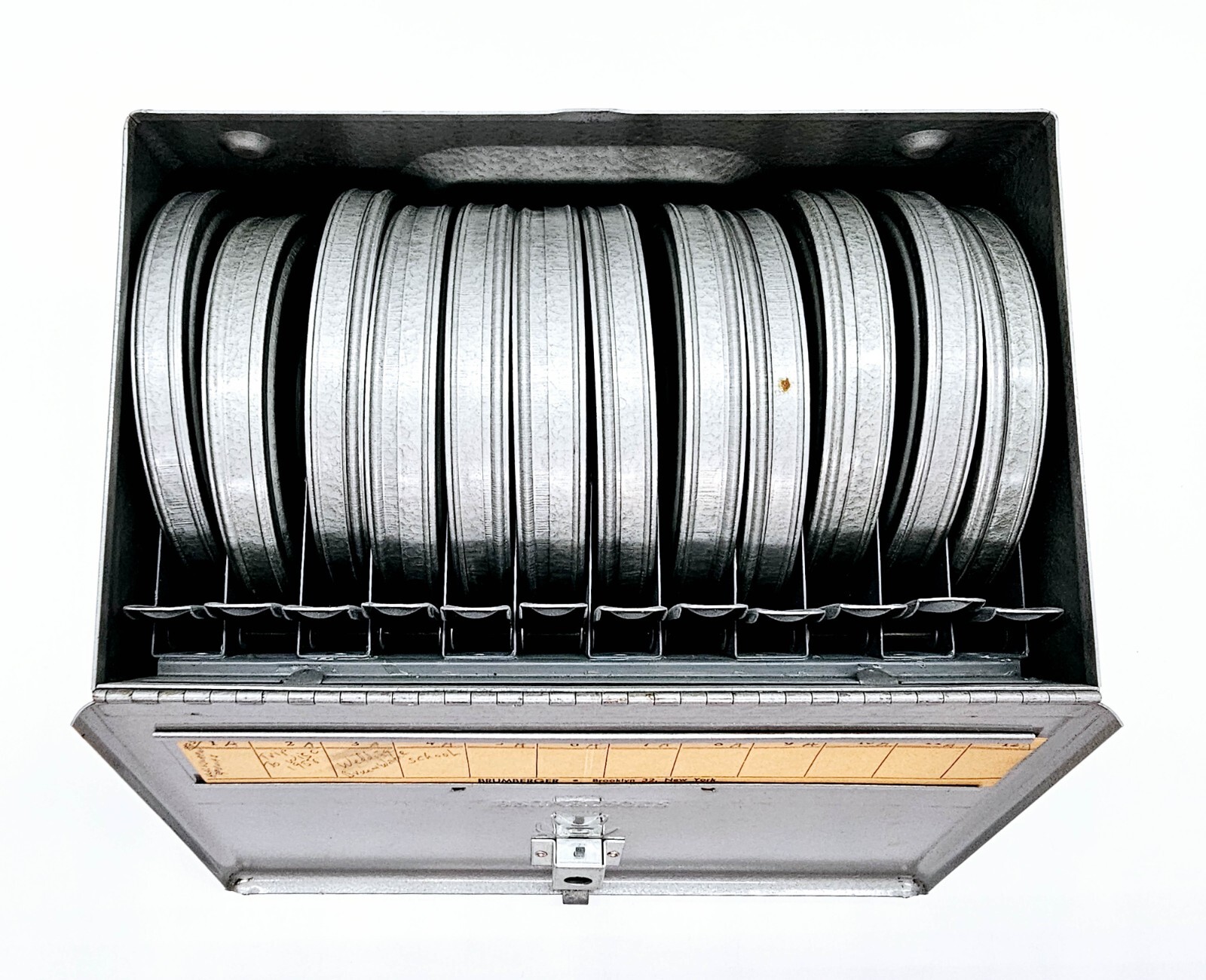 Brumberger Carrying Case – 8mm Movie Film Canisters w 12 Reels in Cases Complete