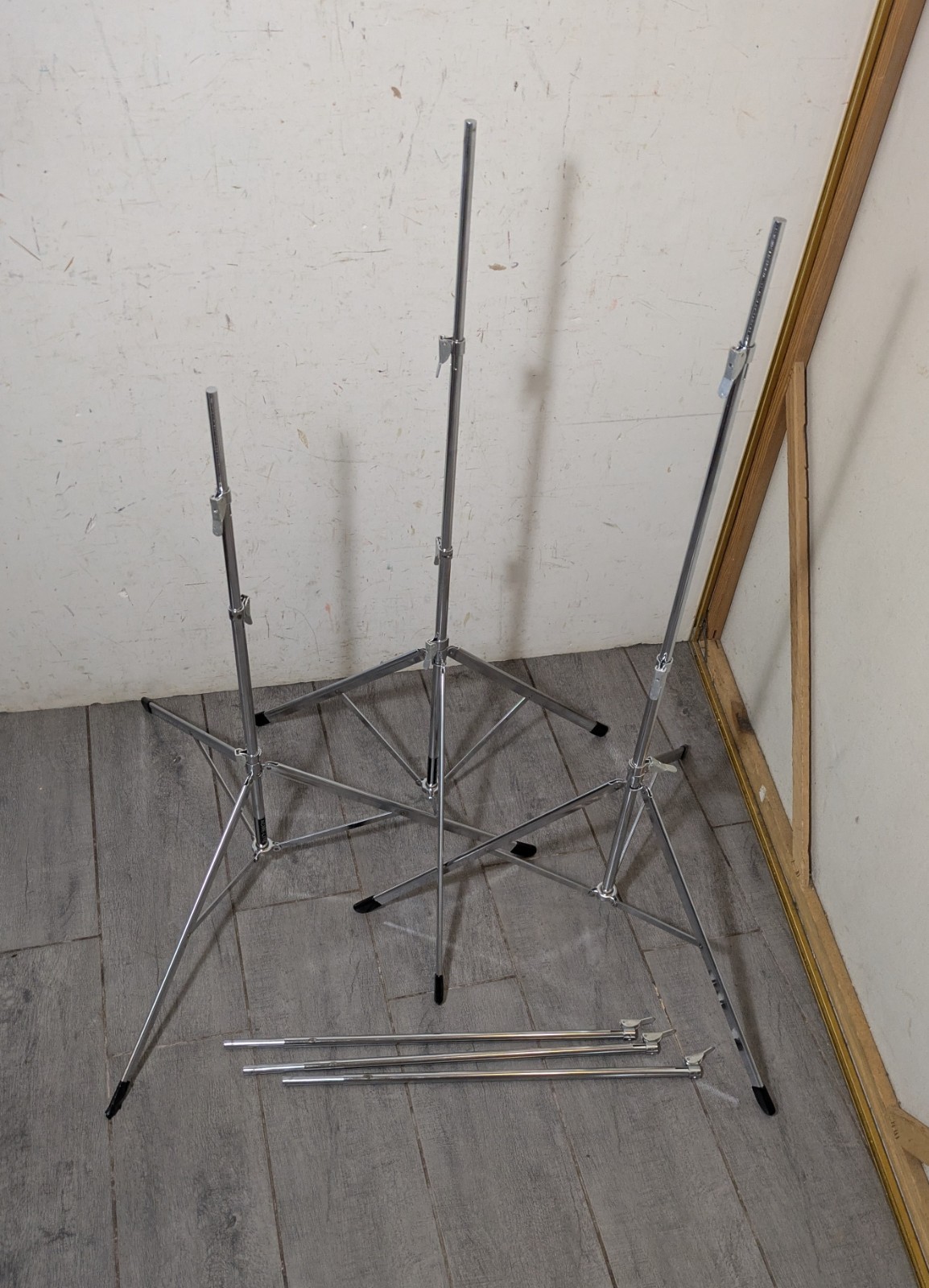Vintage MCM Acme-Lite Senior Litepak Photo Studio 3 Light Kit Tripods Aluminum