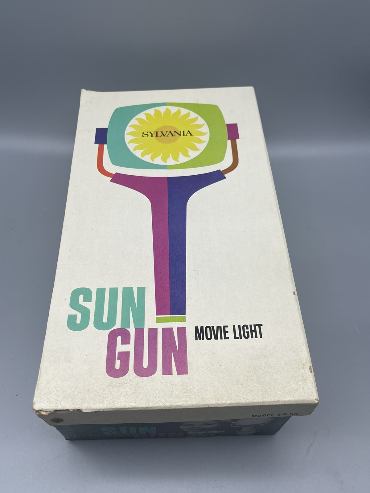 Sylvania SUN GUN Movie Light SG-50 Original Box Manual Mount Working 1960s