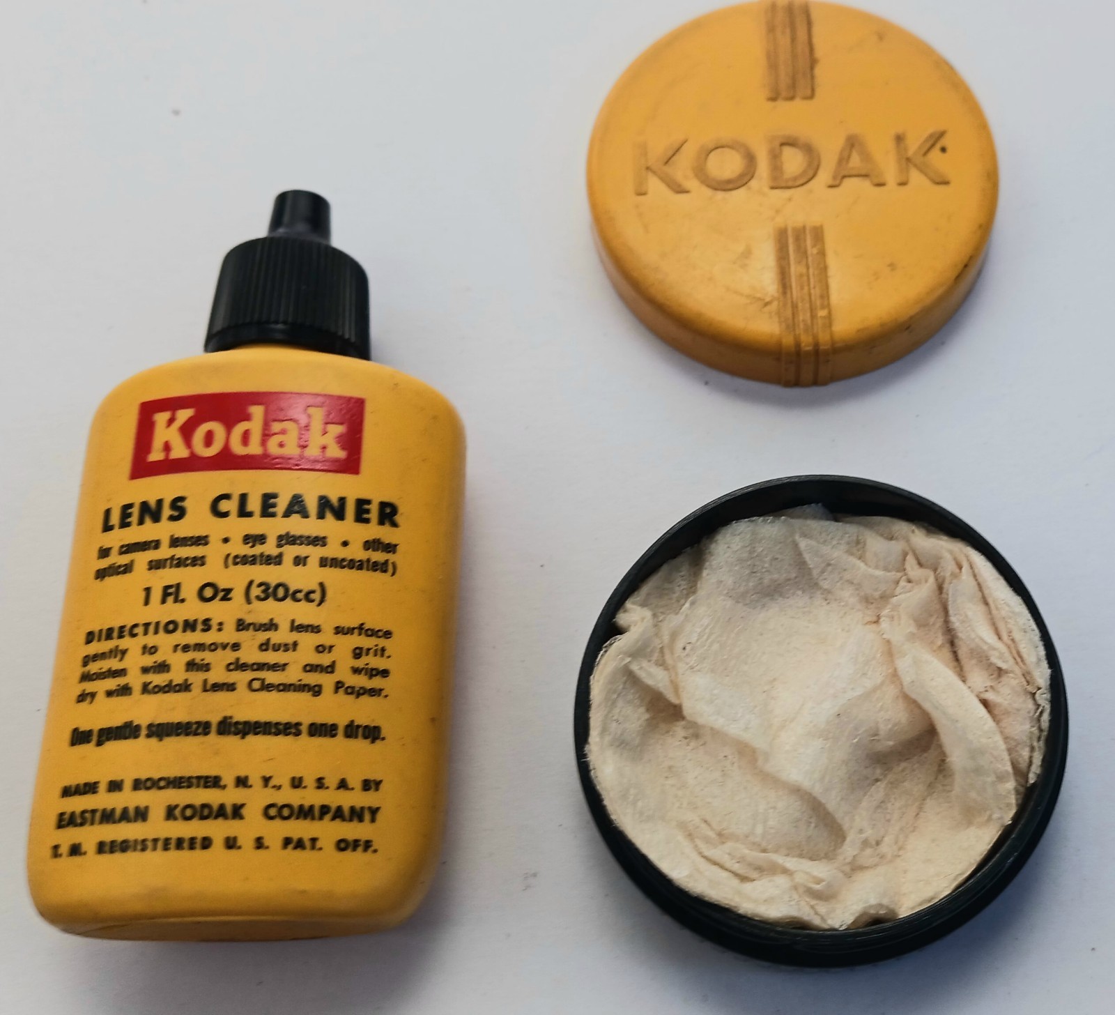 Kodak Lens Cleaner Bottle Original Vintage USA Bottle Dispenser Kodak Lens Wipes