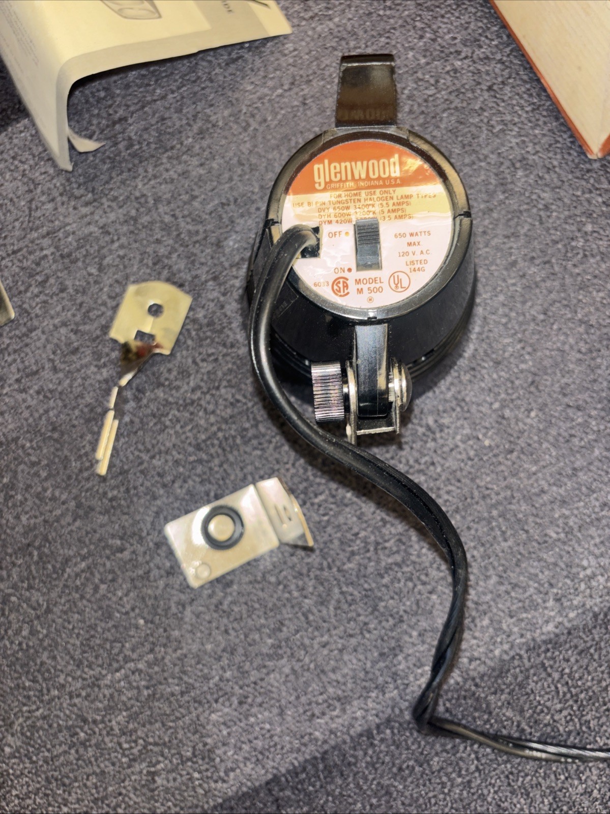 Vintage Glenwood Movie Light For Super 8 Cameras Box Instructions Acc. Tested