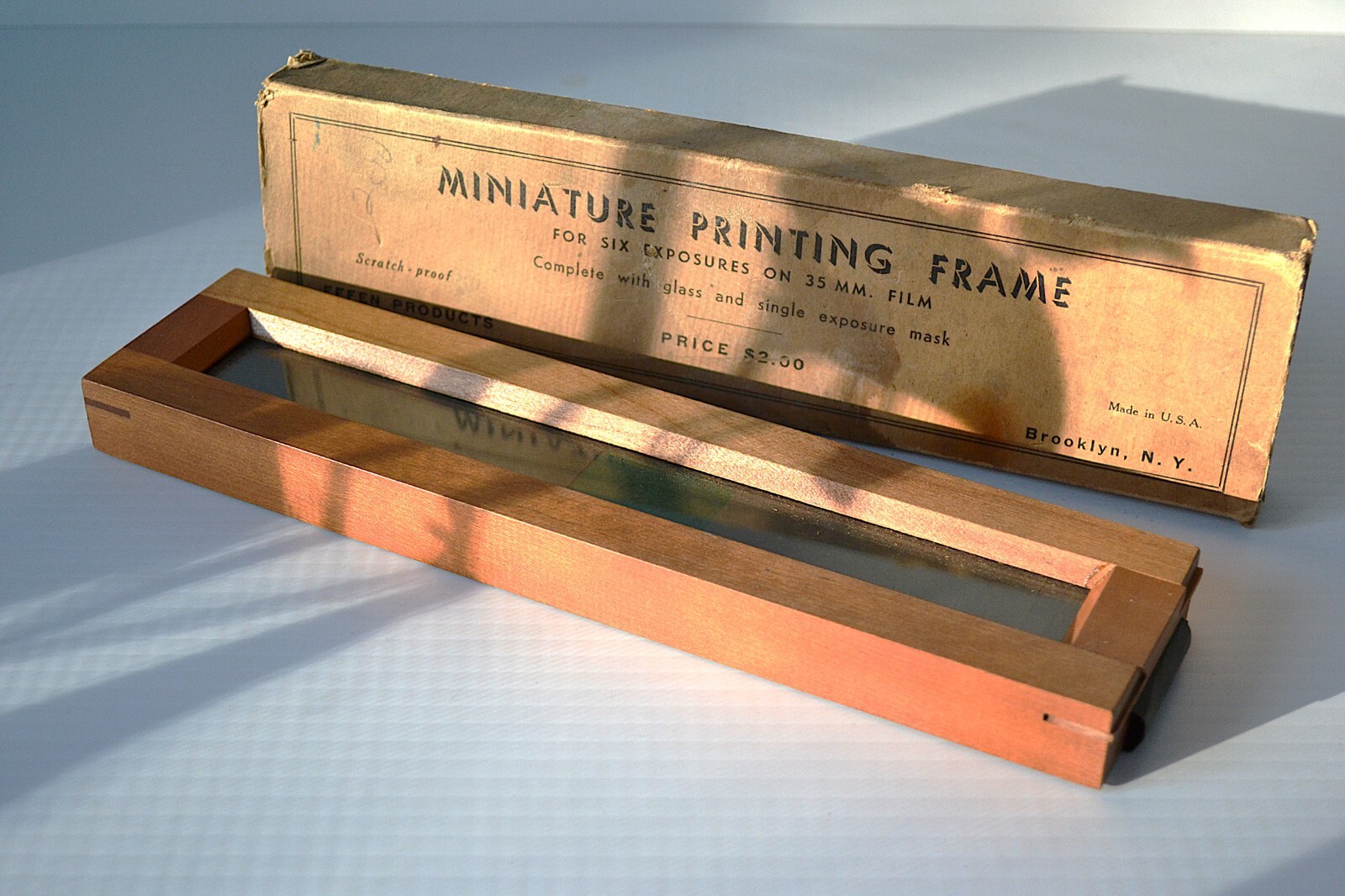 Early Rare 35mm Printing Frame for 6 exposures Plus Original Box and Mask